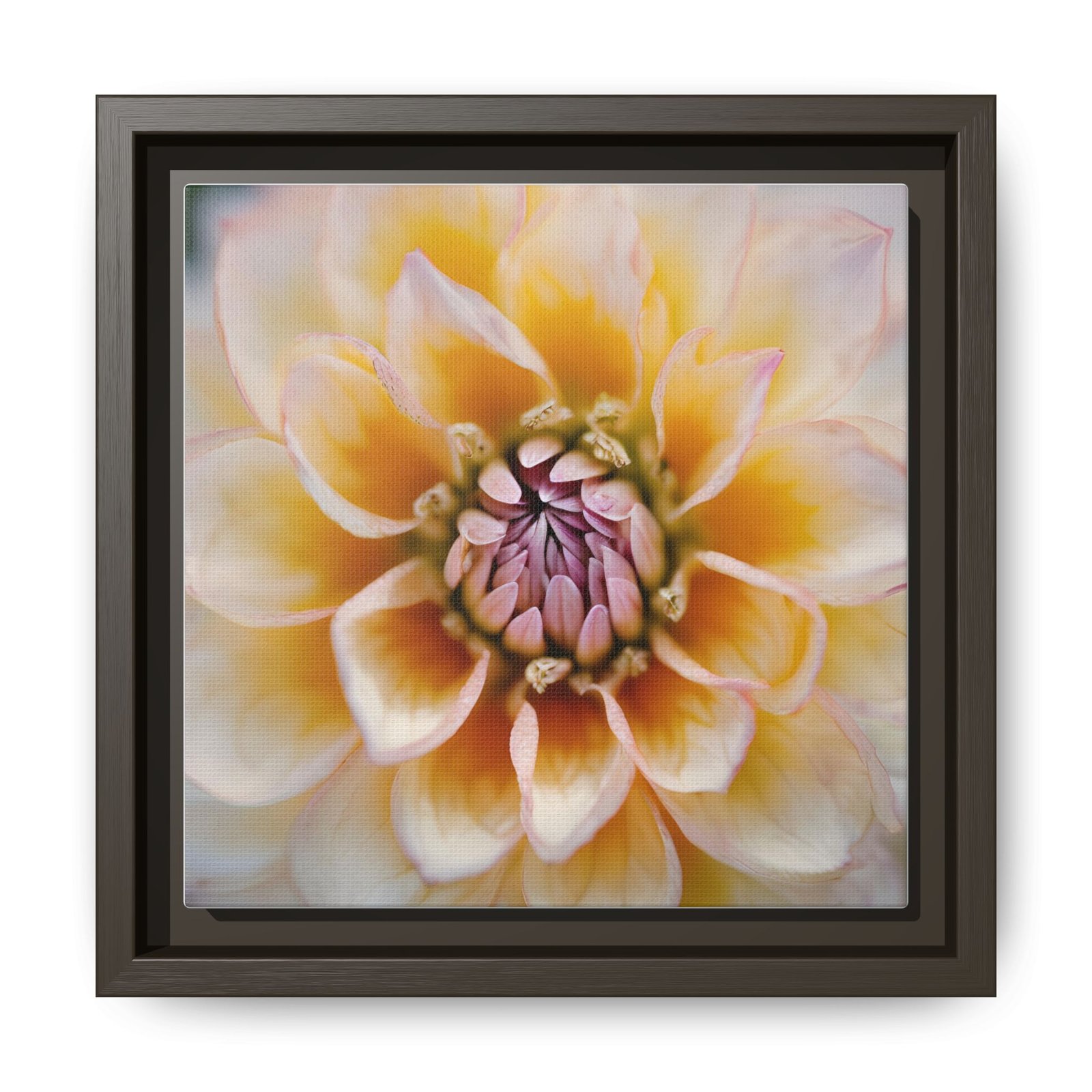 IS_4843 Framed Floral Canvas Art — Soft Yellow Dahlia Matte Print - Image 7
