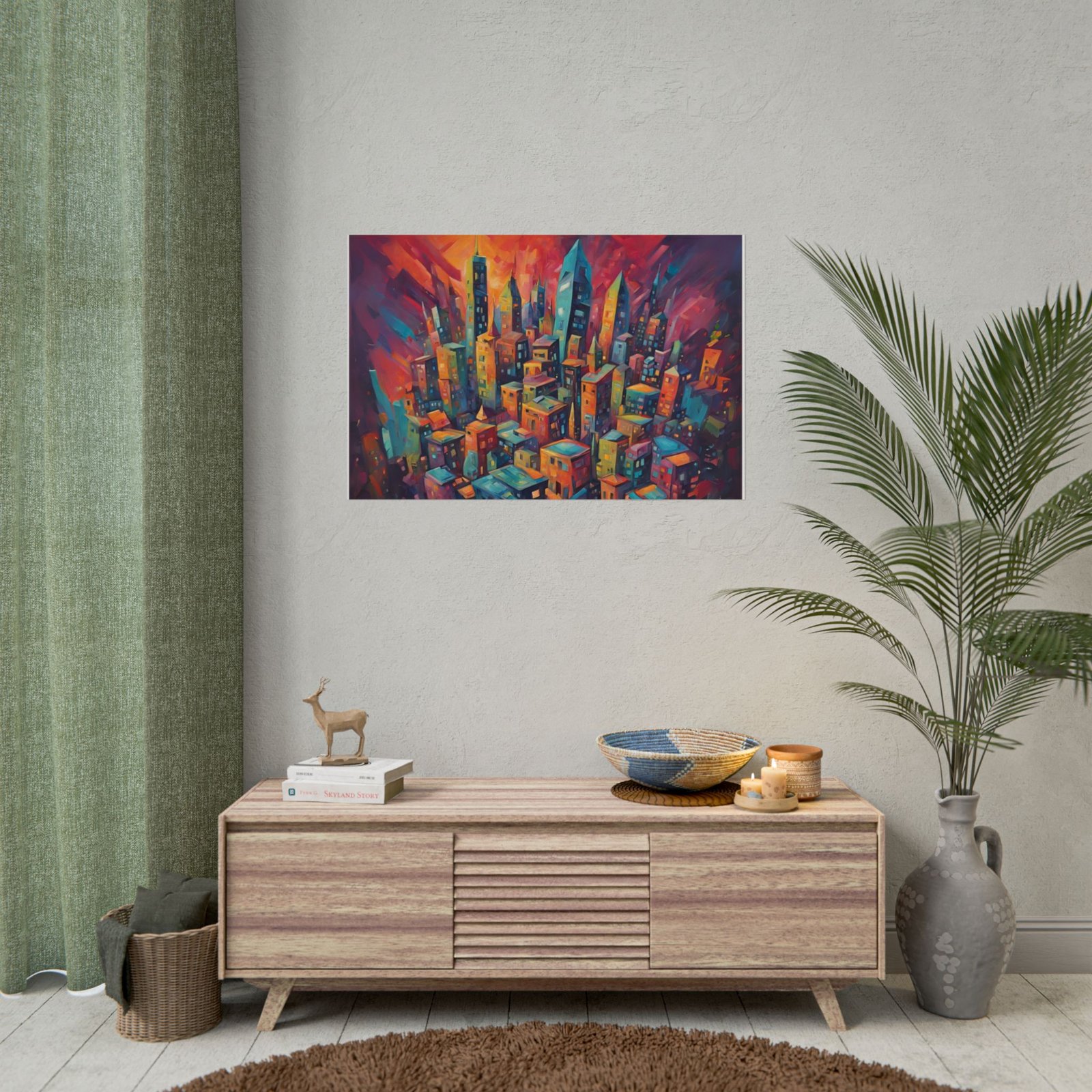 Vibrant Urban Cityscape Rolled Poster - Image 5