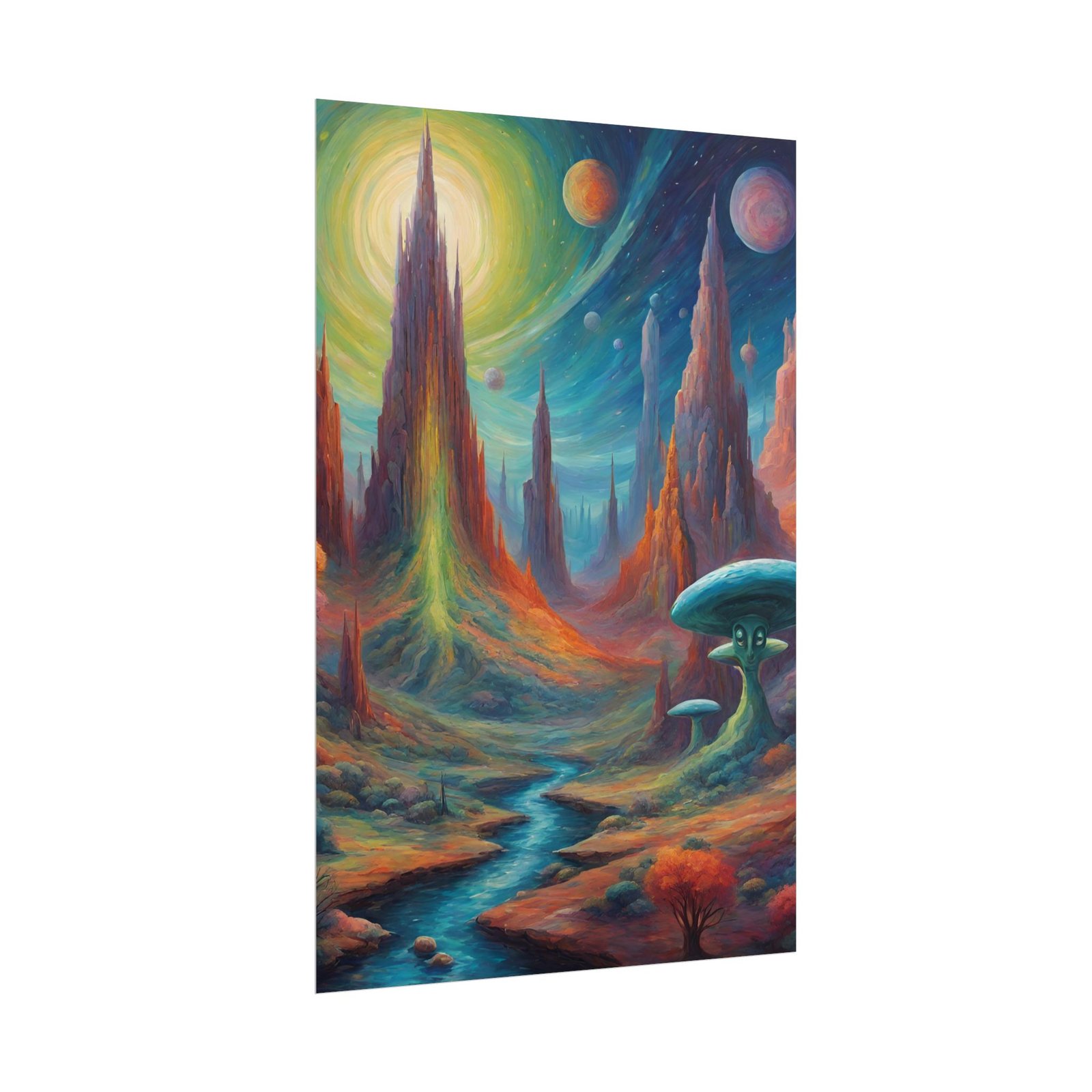 Dreamy Cosmic Sci-Fi Landscape Rolled Poster - Image 2