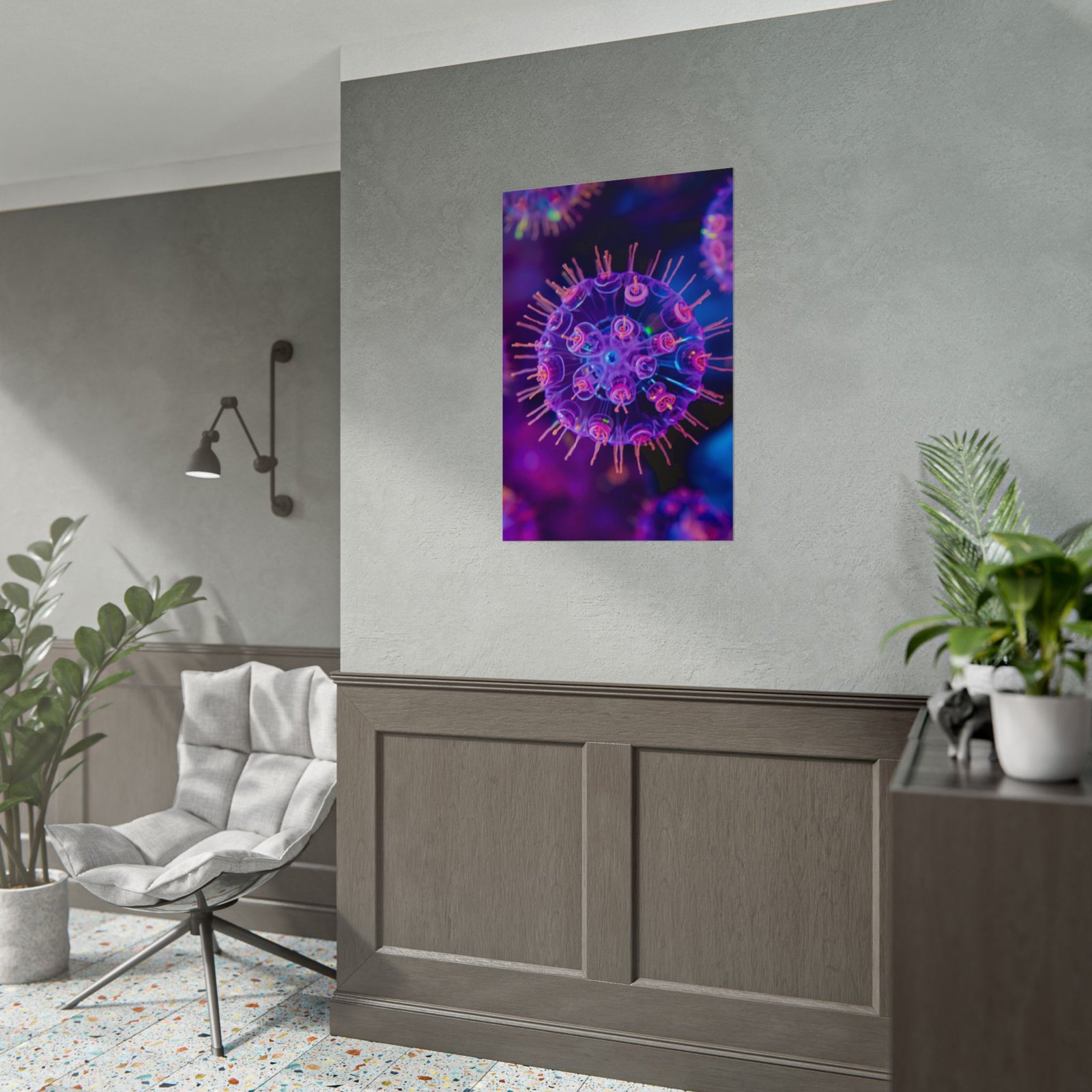 IS_6619 Psychadelic Virus Rolled Poster — Neon Microbe Scientific Wall Print - Image 4