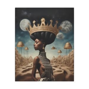 Black Celestial Queen Crowned Canvas 16x20"