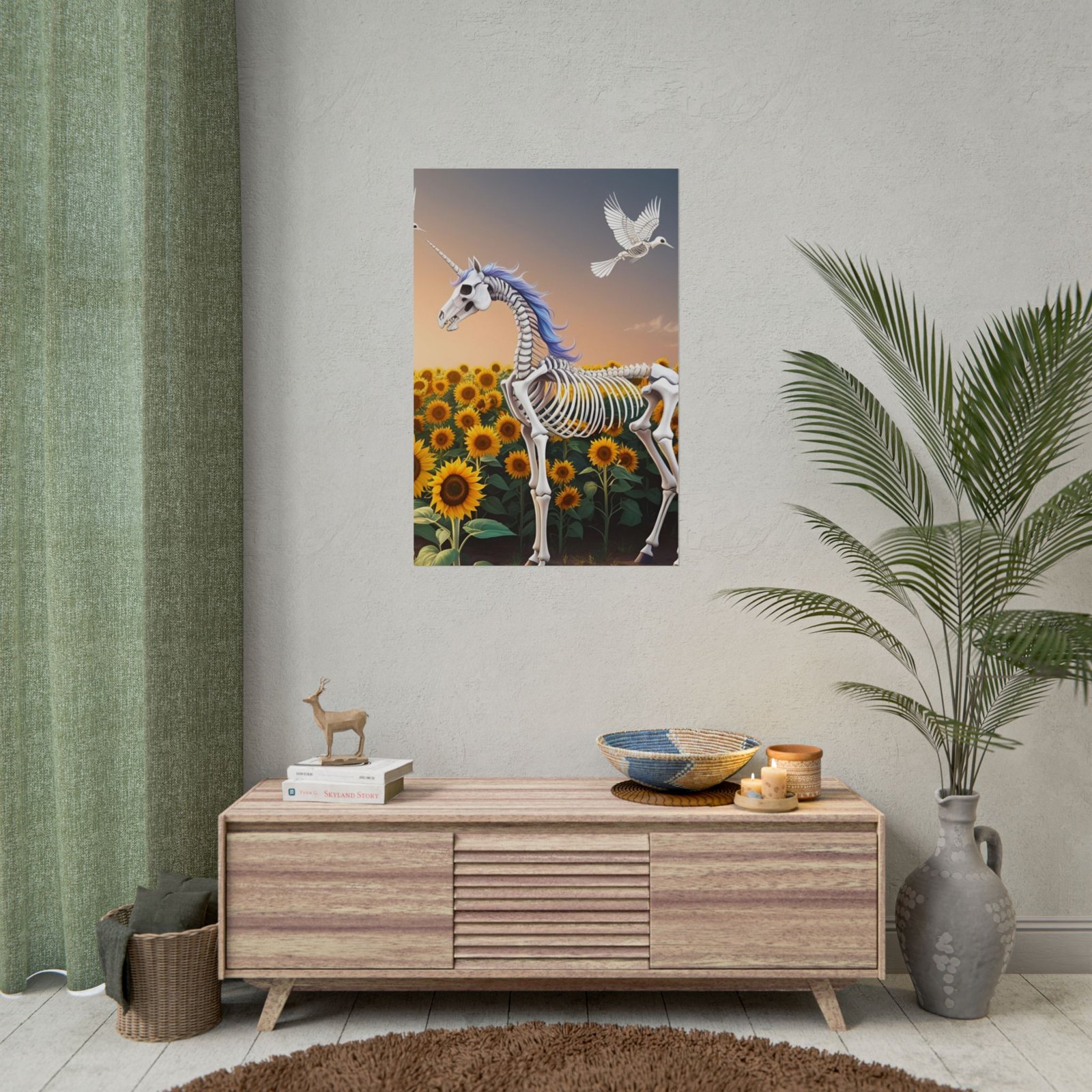 Unicorn Skeleton Sunflower Field Poster - Image 8