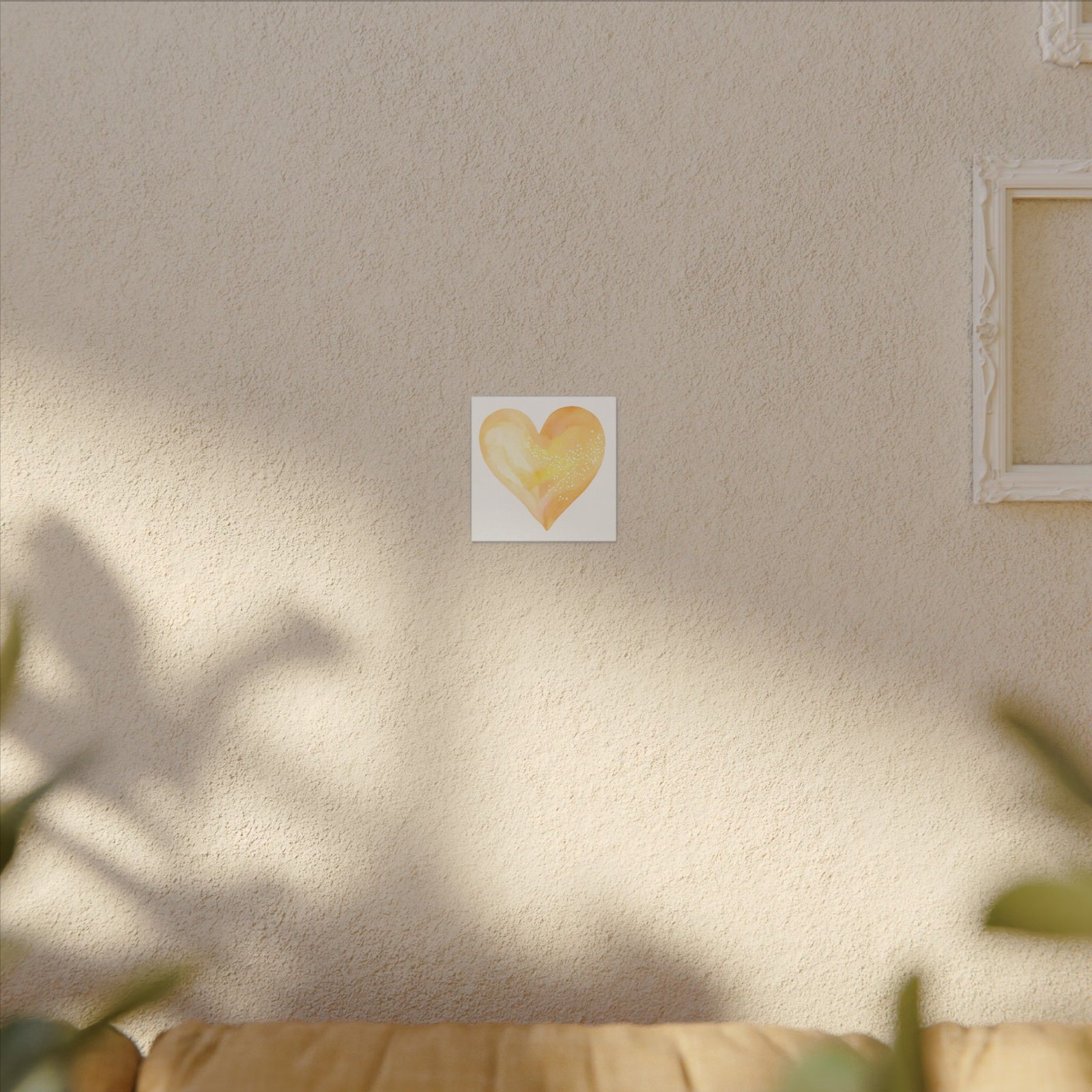 IS_4229 Golden Watercolor Heart Canvas - Matte Stretched Wall Art - Image 3