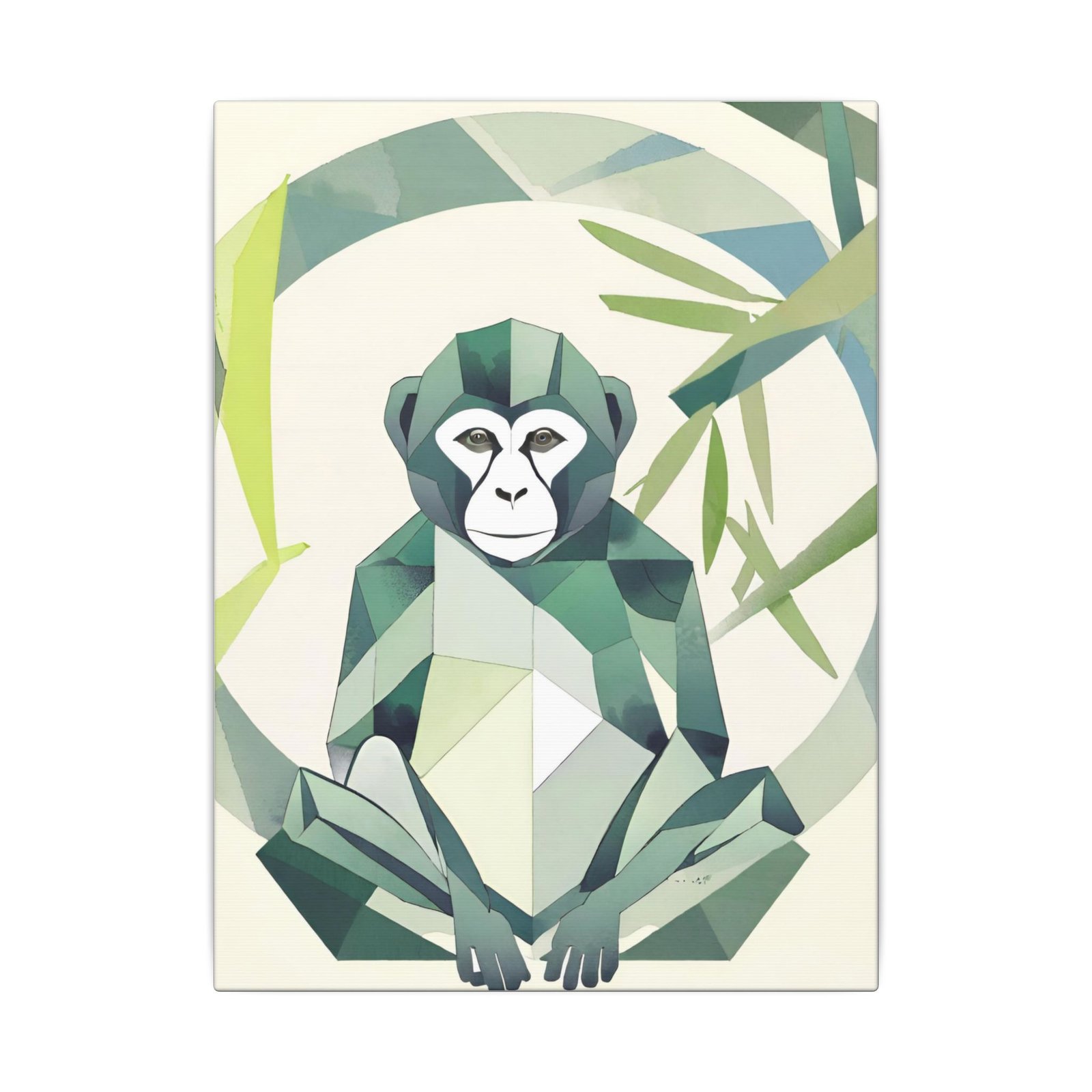Geometric Monkey Matte Canvas 9x12"