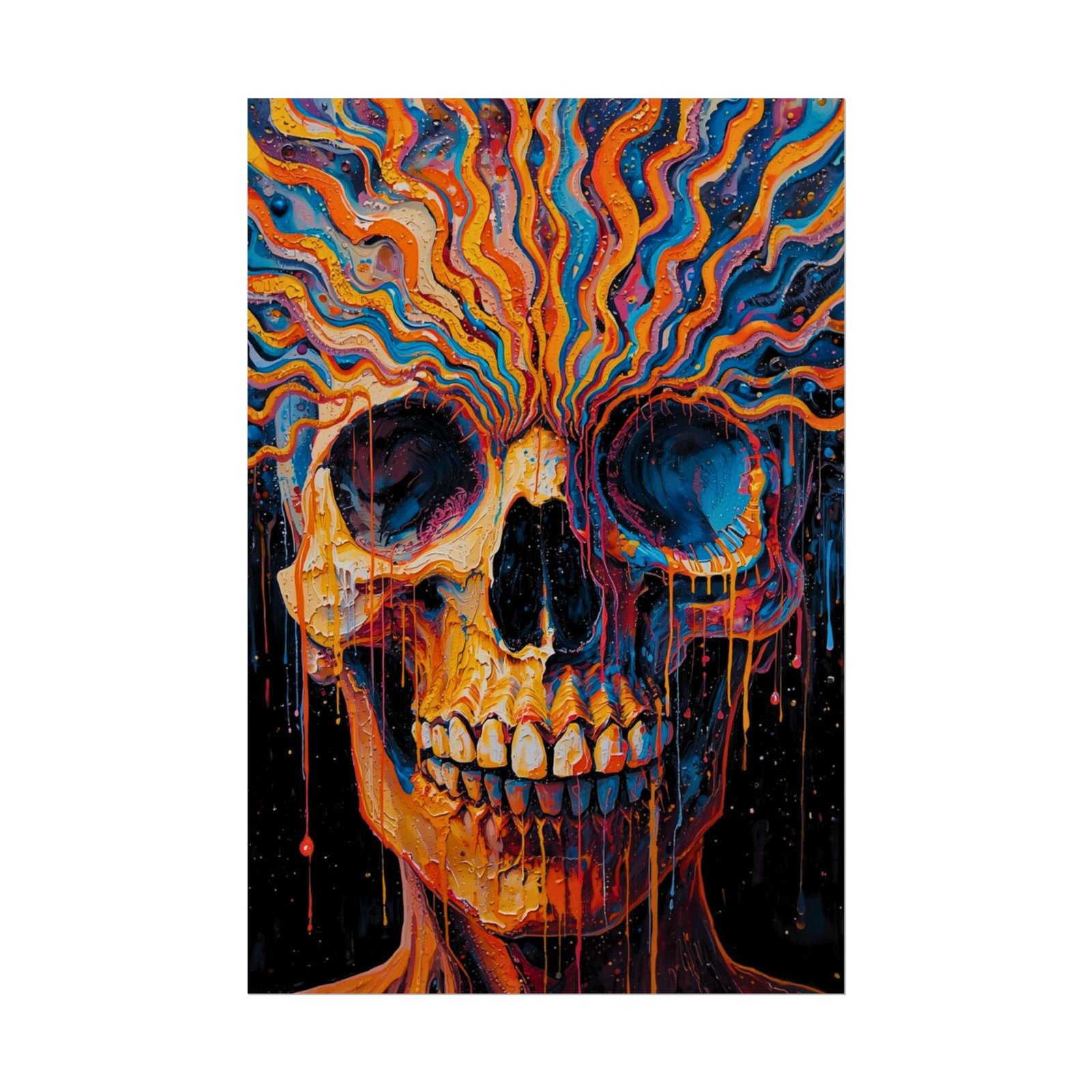 IS_6614 Psychedelic Skull Rolled Poster — Vibrant Abstract Skull Wall Art