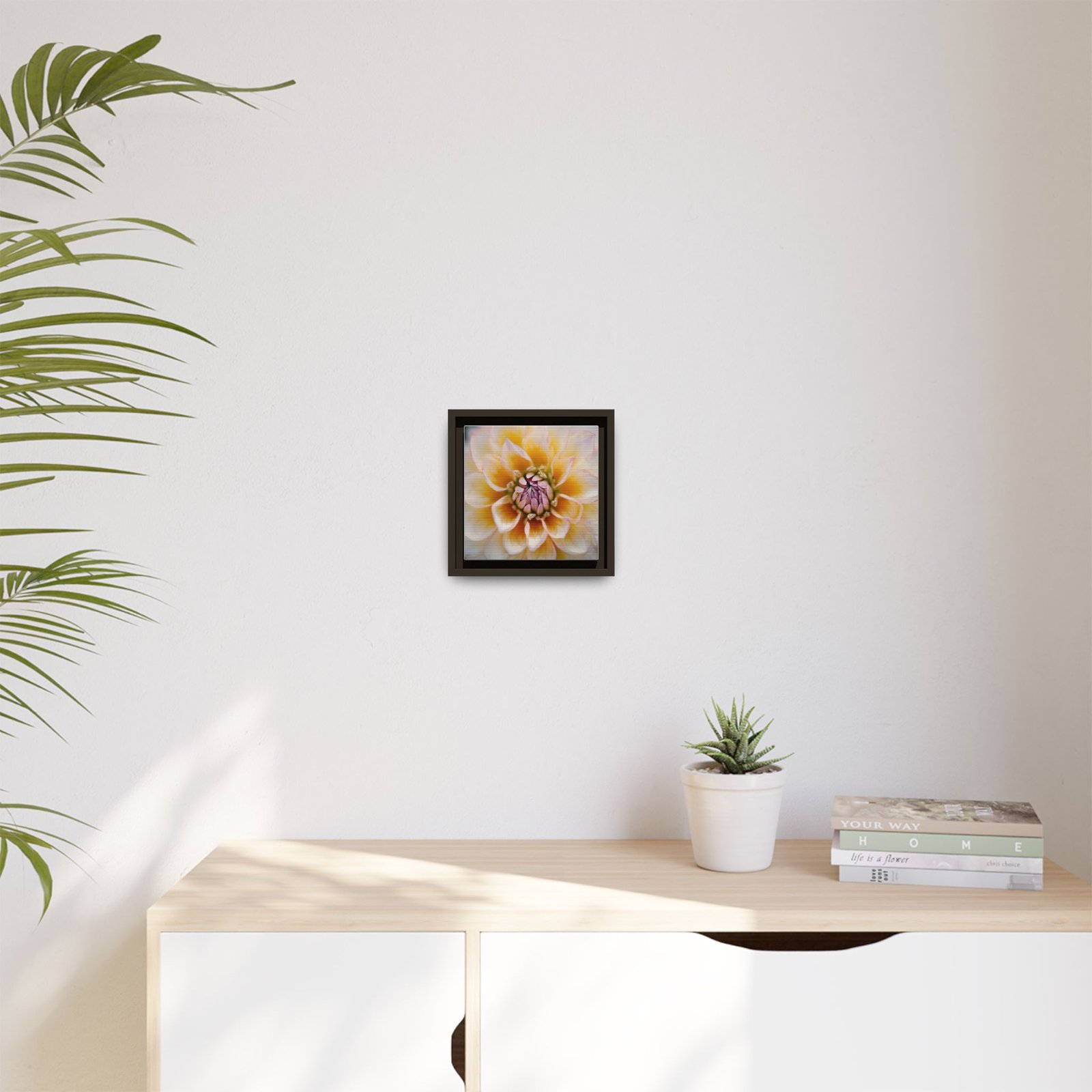 IS_4843 Framed Floral Canvas Art — Soft Yellow Dahlia Matte Print - Image 9