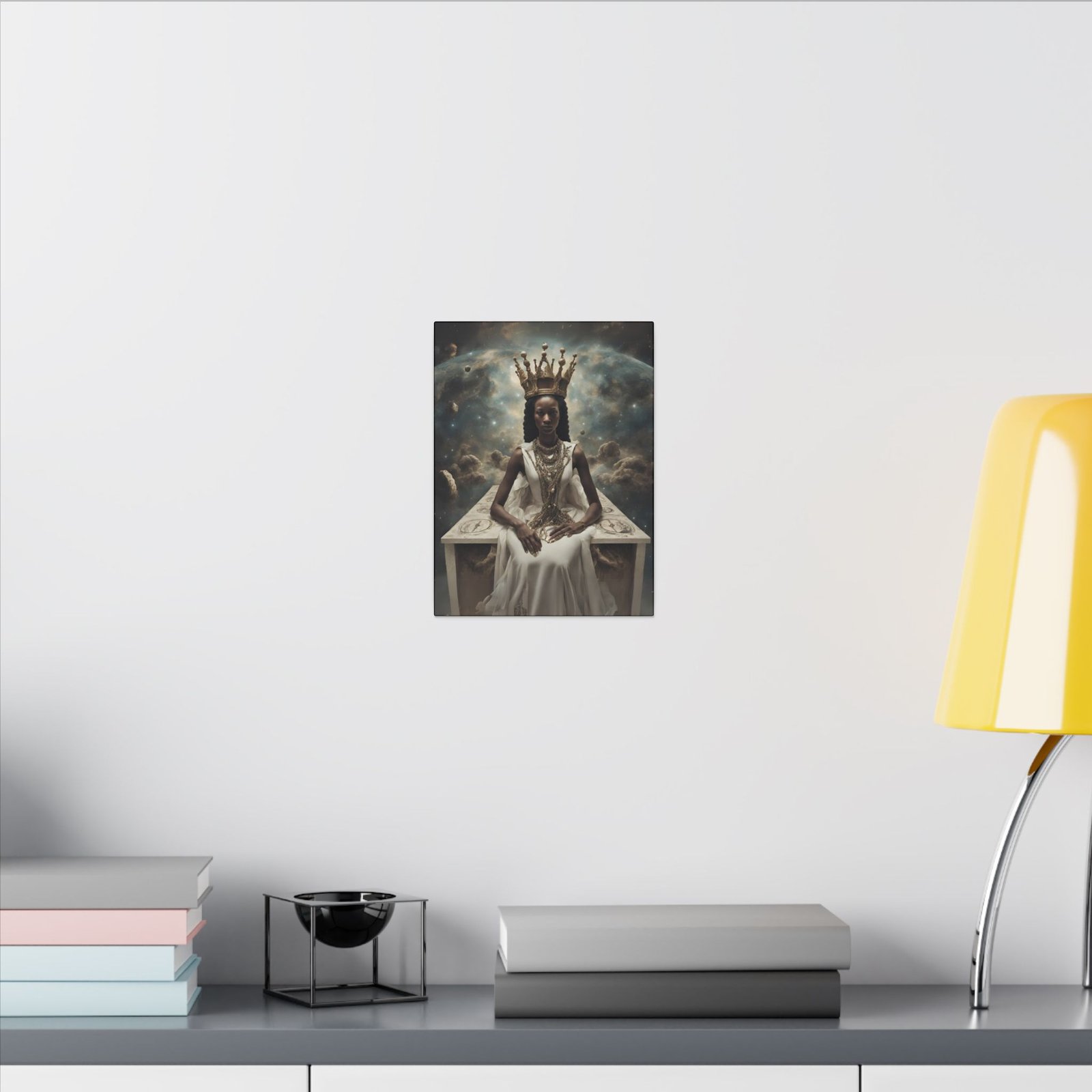 Black Celestial Royal Goddess Matte Canvas 9x12" - Image 4