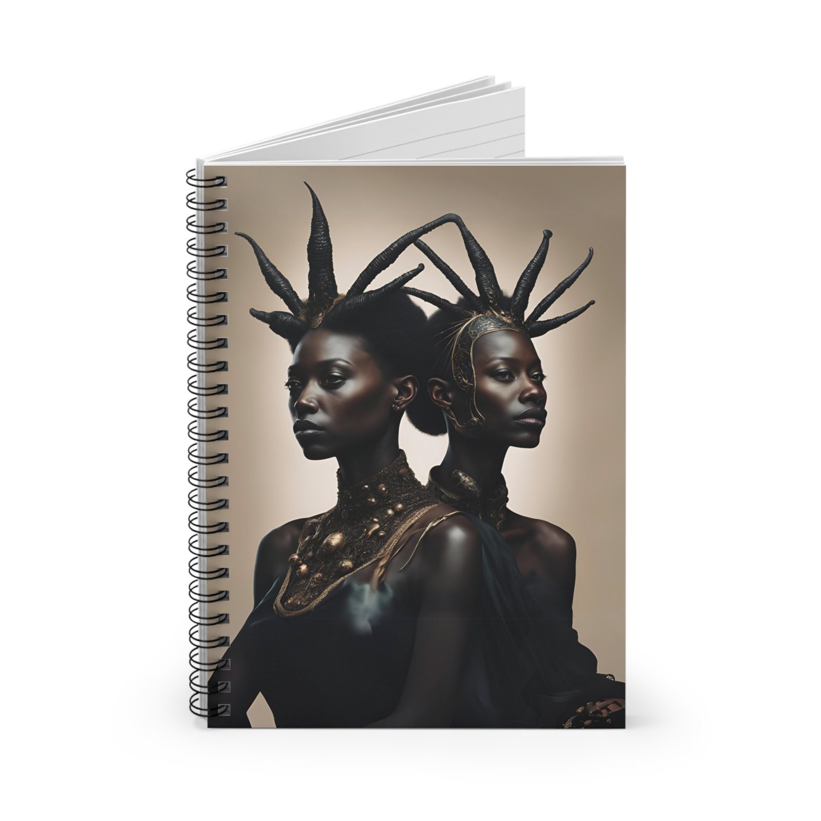 Black Twin Celestial Queens Spiral Notebook - Image 2