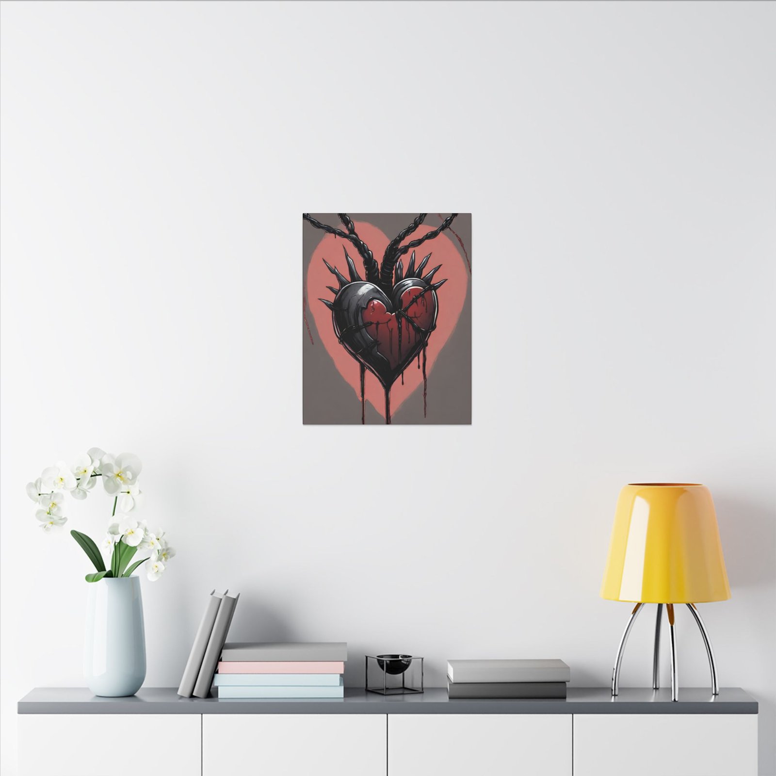 Black Dripping Heart Canvas 16x20" - Image 4