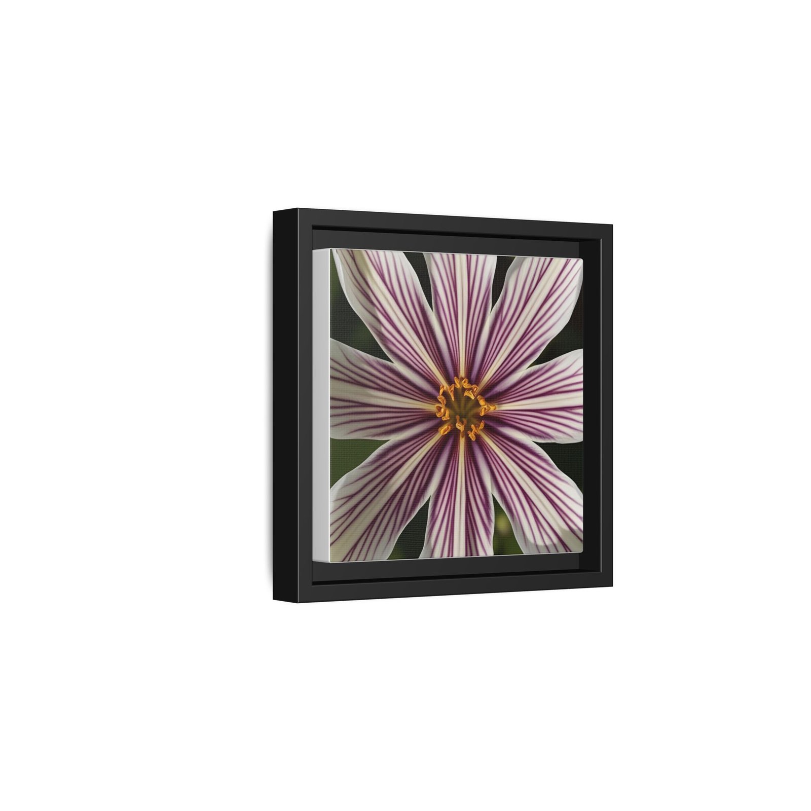 IS_4850 Framed Matte Canvas Wall Art — Striped Pink Daisy Floral Print - Image 2