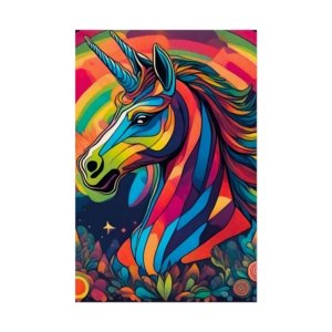 IS_6566 Psychadelic Rainbow Unicorn Rolled Poster – Colorful Fantasy Wall Art