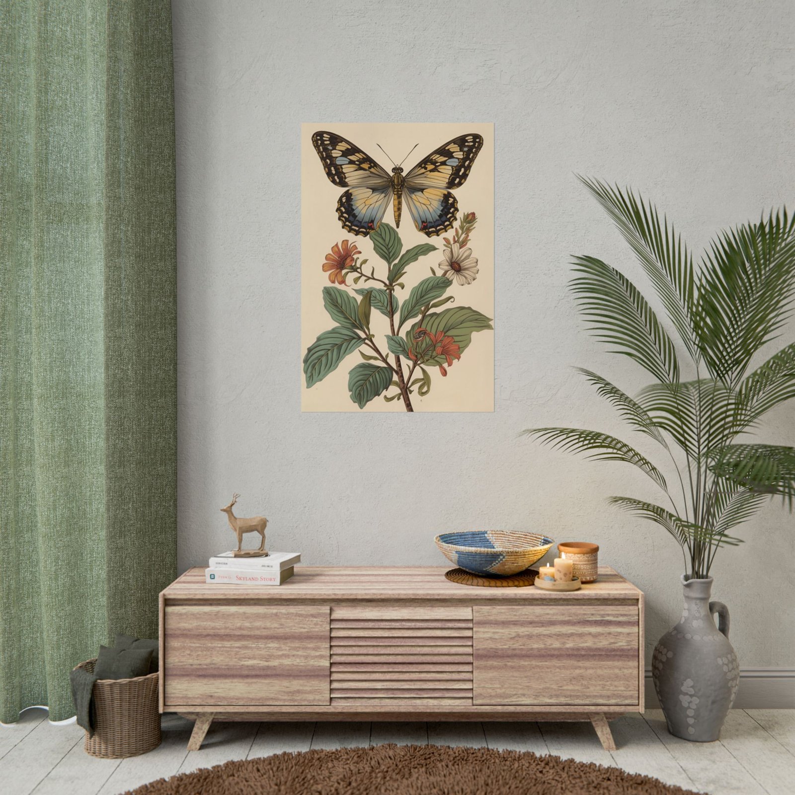 Vintage Butterfly Botanical Rolled Poster - Image 4