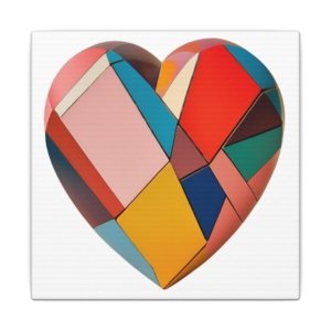 IS_4215 Abstract Colorblock Heart Matte Canvas Wall Art