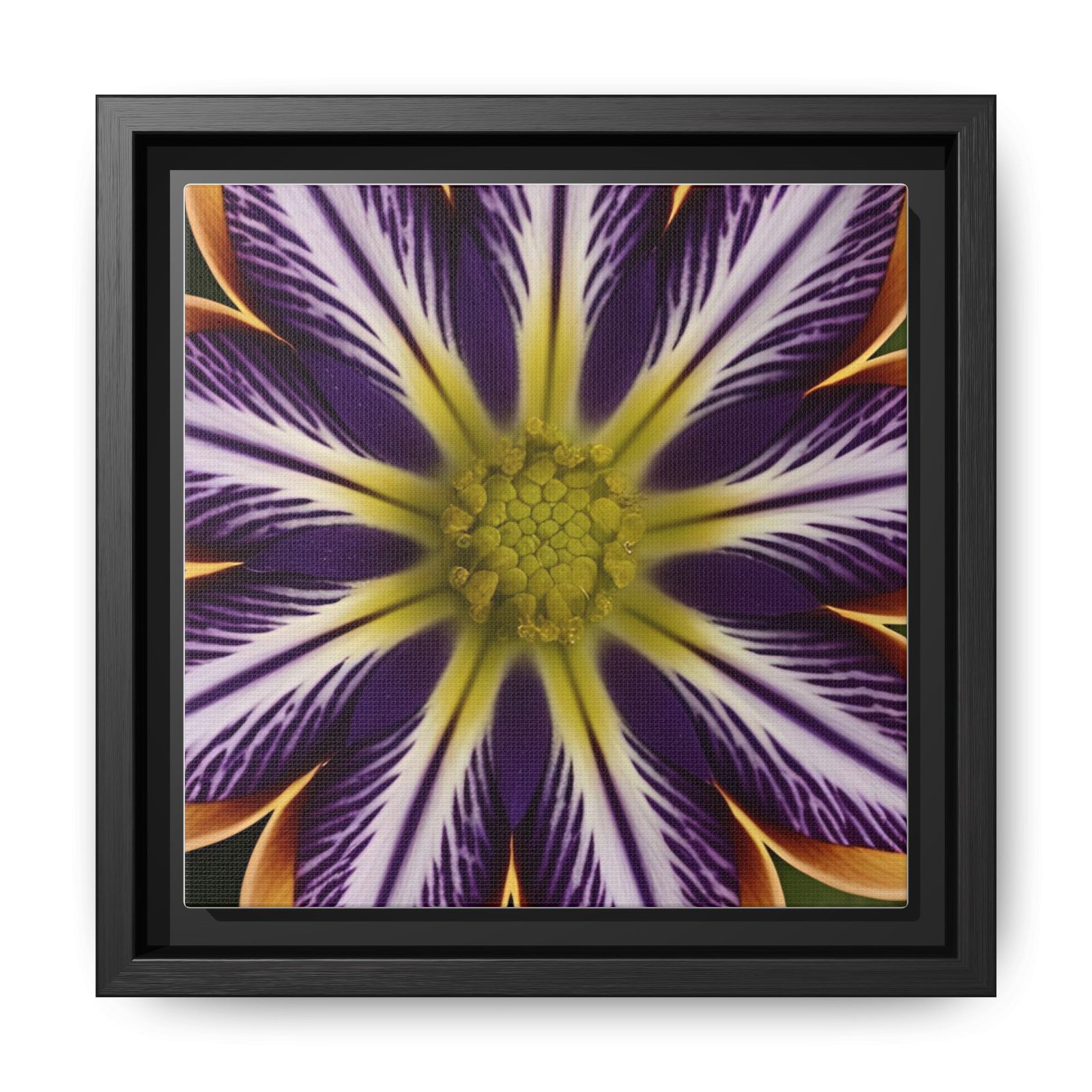 IS_4855 Framed Floral Burst Matte Canvas Print — Purple & Yellow Starburst Wall Art - Image 4