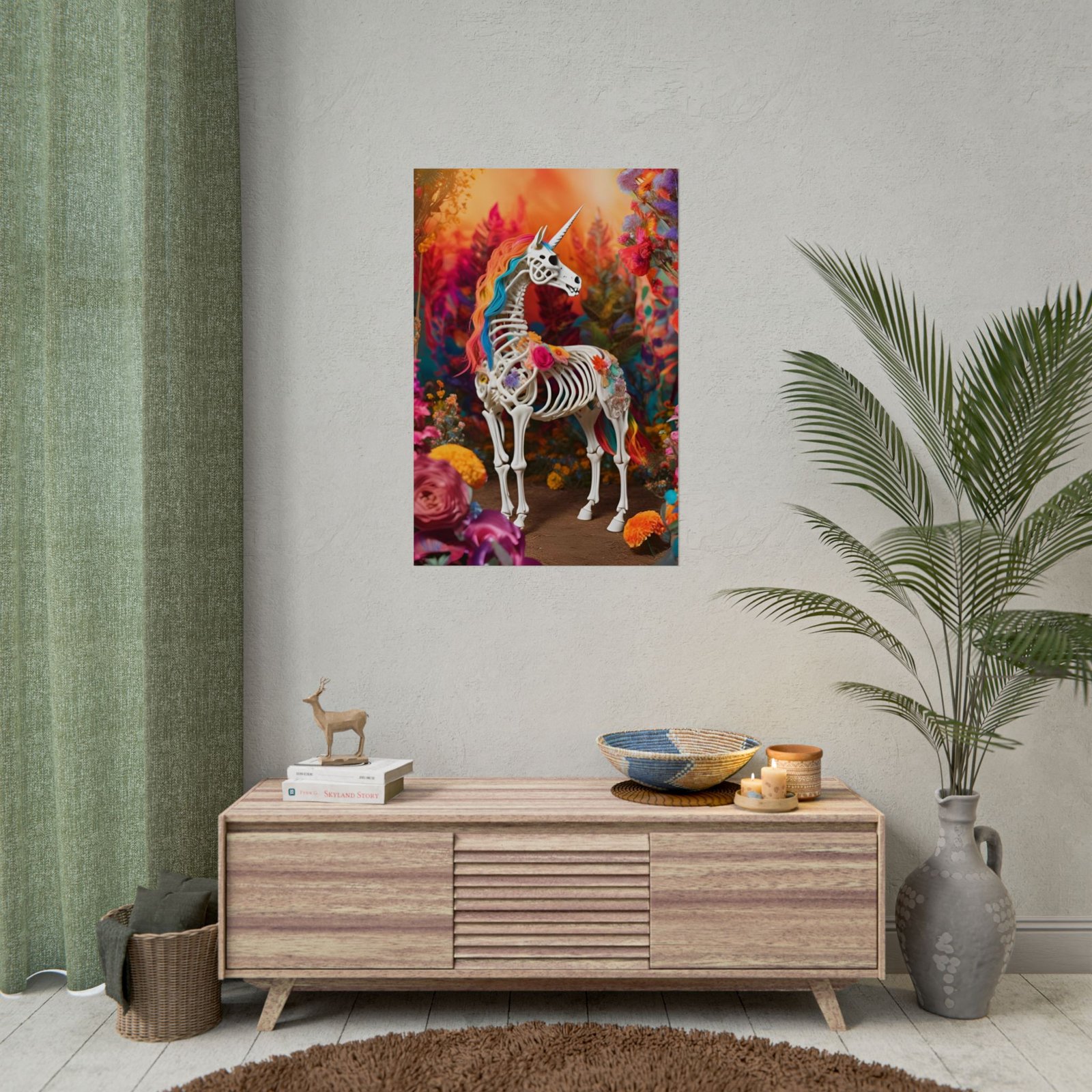 IS_4835 Vibrant Unicorn Skeleton Rolled Poster - Image 4