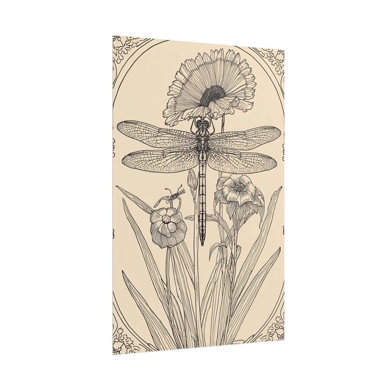 Art Nouveau Botanical Dragonfly Rolled Poster - Image 4