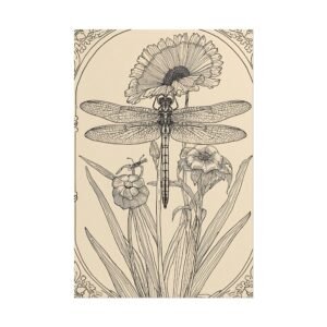 Botanical Dragonfly Vintage Rolled Poster