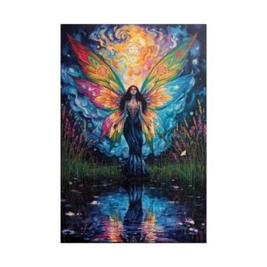 IS_6664 Fairy Reflection Rolled Poster — Colorful Fantasy Butterfly Woman Wall Art