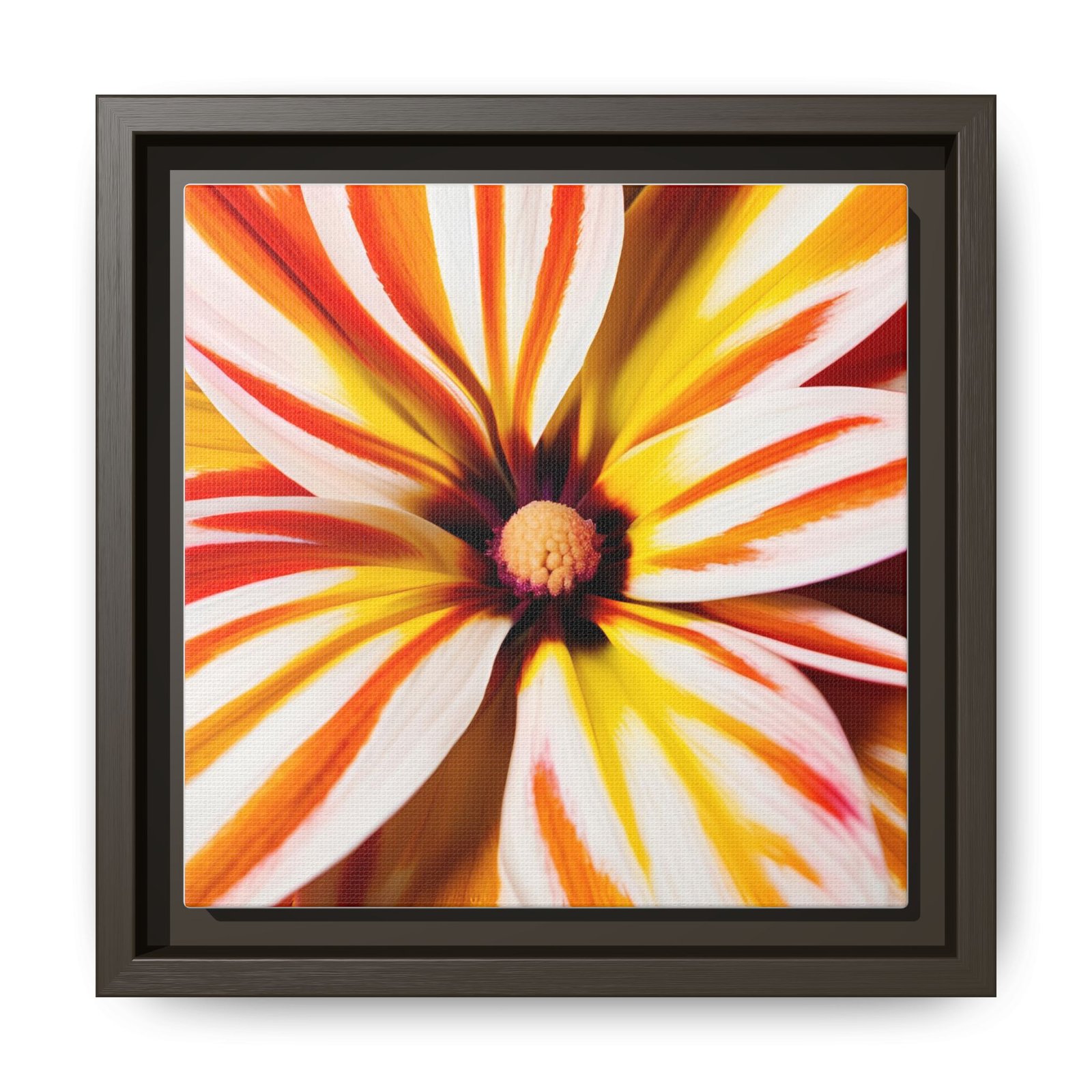 IS_4875 Framed Floral Canvas Wall Art — Vibrant Orange & Yellow Dahlia Print - Image 7