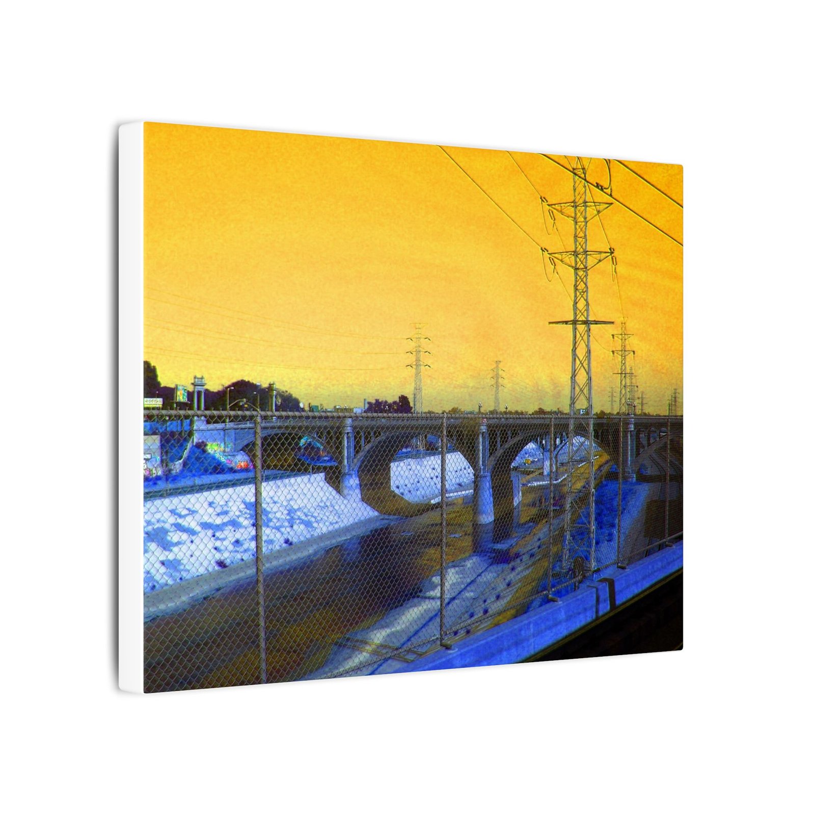 Urban Sunset Train Bridge Canvas 8x10" - Image 2