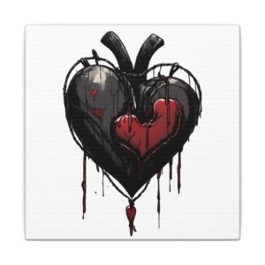 Hearts25 Dripping Gothic Heart Canvas Art — Dark Red Bleeding Heart Wall Decor