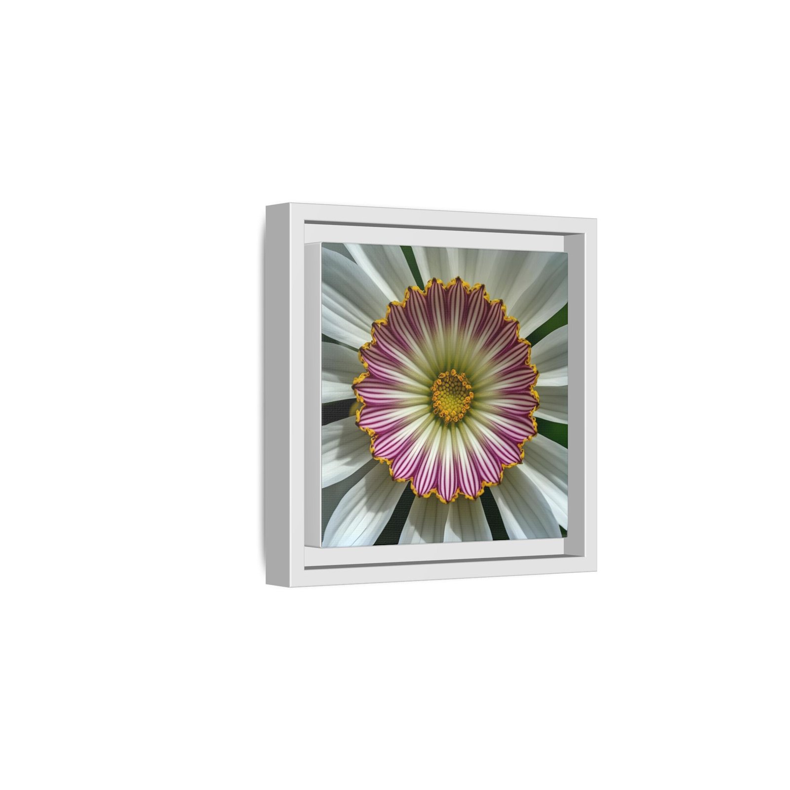 IS_4858 Framed Floral Mandala Canvas — Pink & White Daisy Wall Art - Image 8