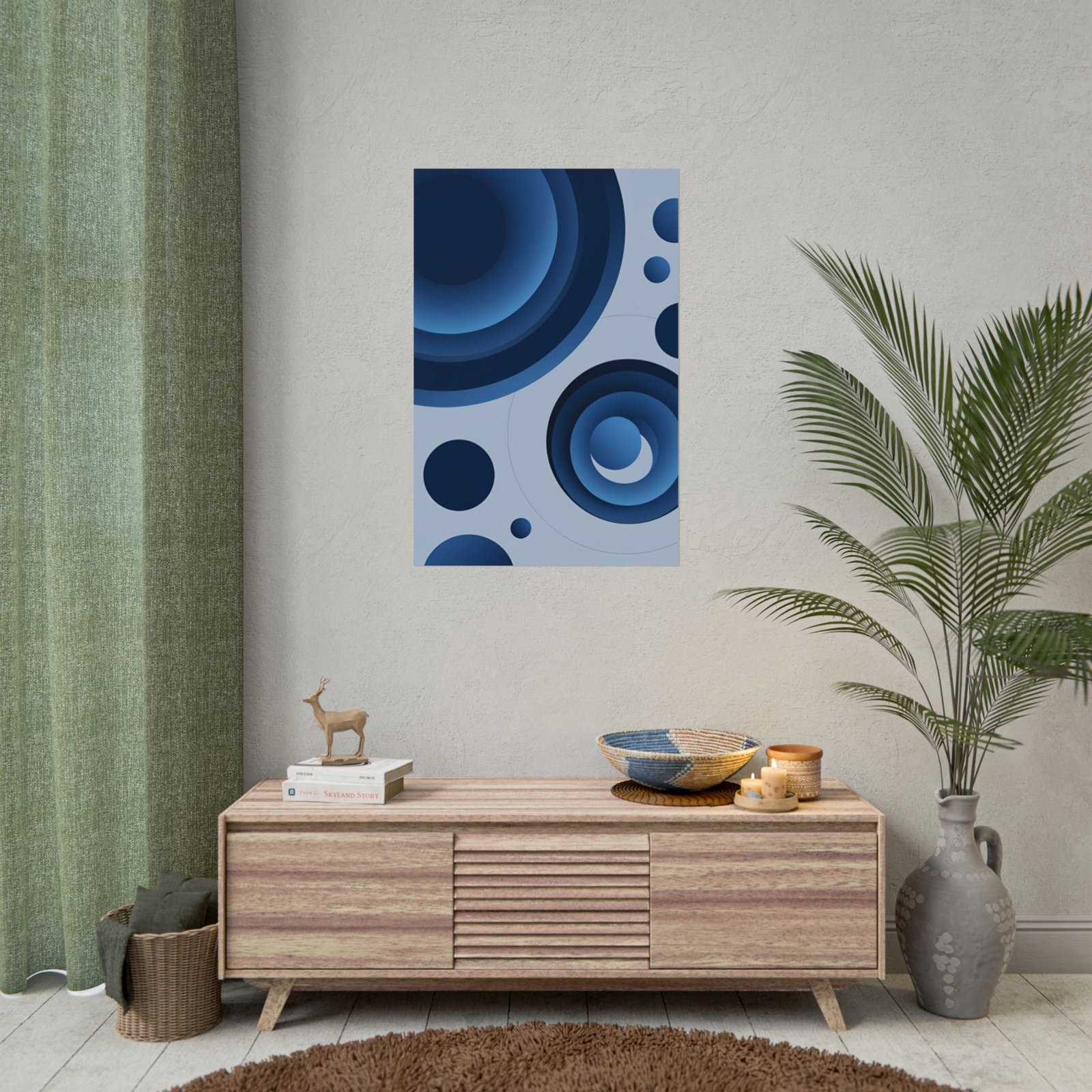 Suprematism Abstract Blue Circles Rolled Art Poster - Image 2