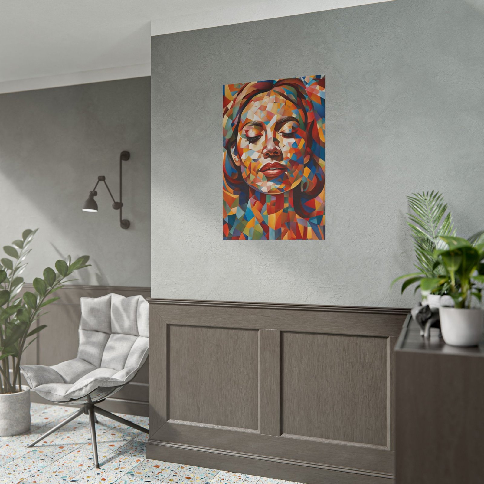 IS_3925 Vibrant Geometric Art Rolled Poster - Colorful Abstract Female Portrait - Image 5
