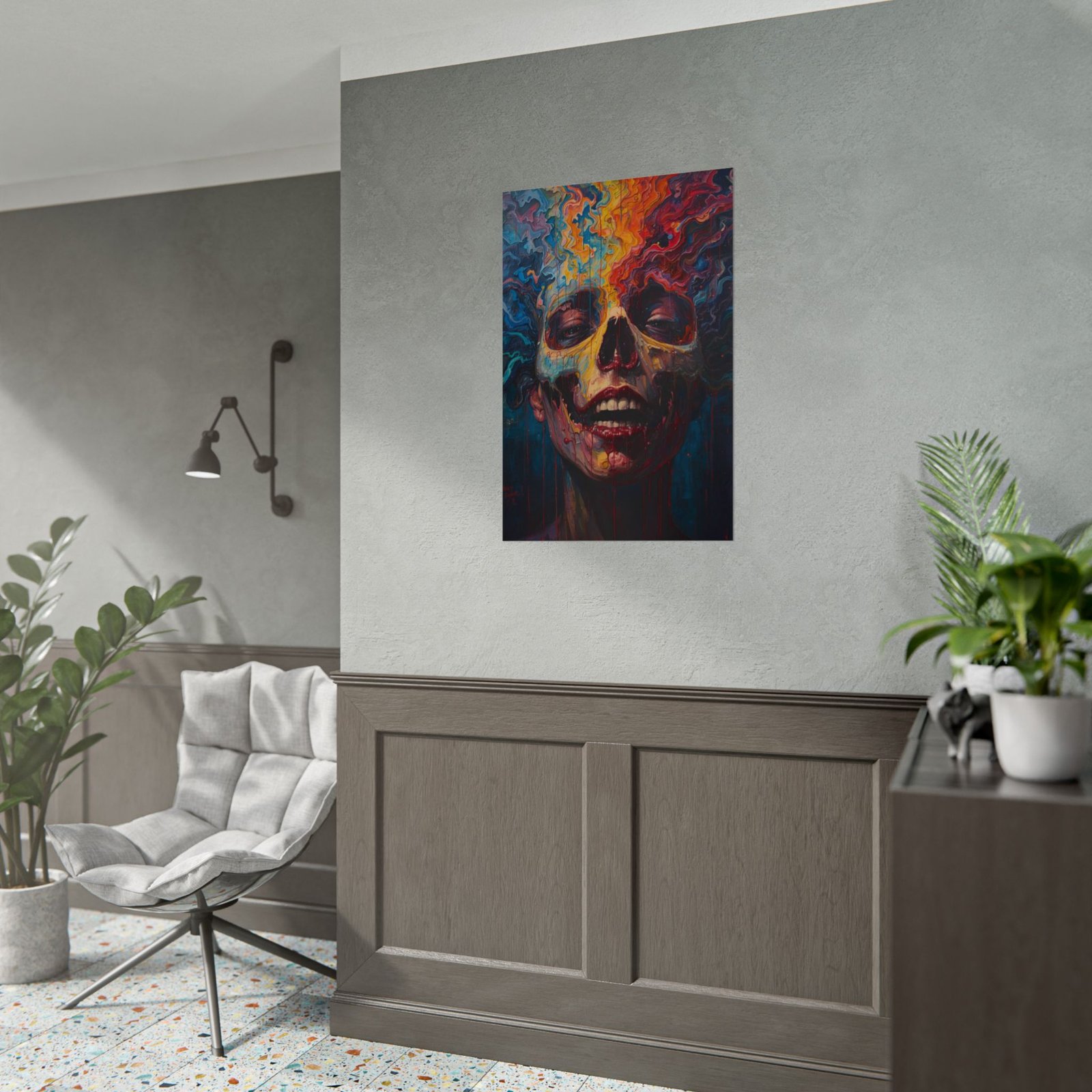 IS_6613 Abstract Skull Rolled Poster — Psychadelic Melting Face Wall Art - Image 4