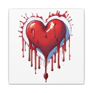 IS_3316 Dripping Heart Matte Canvas Wall Art — Romantic Gothic Valentine Decor
