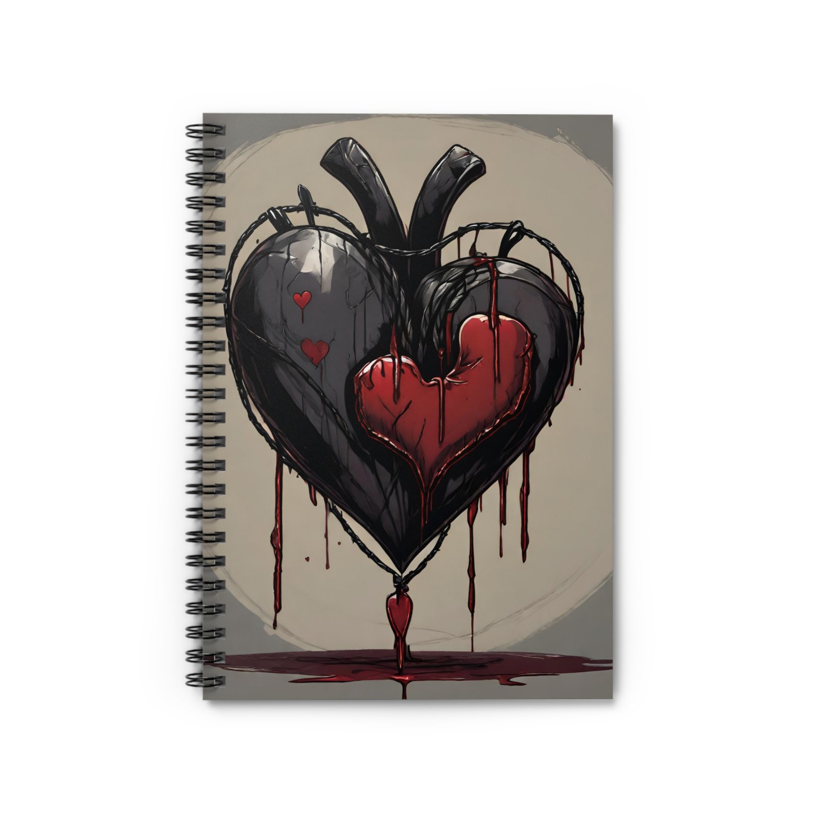 IS_1269 Black Heart Spiral Notebook - Image 2