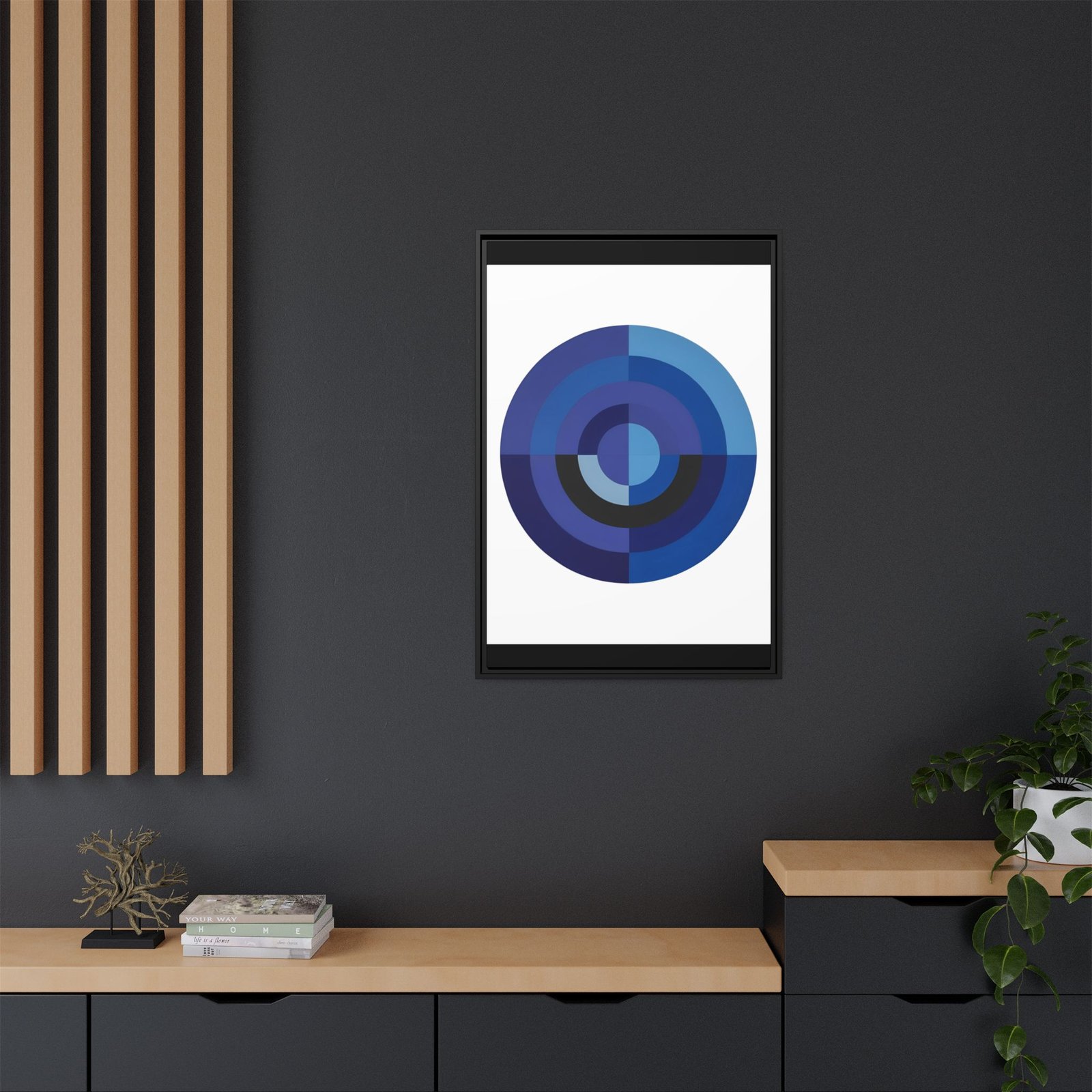 Suprematism Blue Geometric Circles Matte Canvas FRAMED 24x36" - Image 4