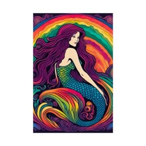 IS_6542 Psychedelic Rainbow Mermaid Rolled Poster
