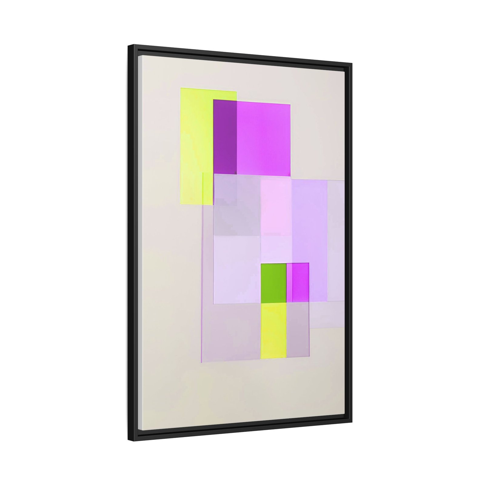 Suprematism Abstract Neon Pastel Squares Geometric FRAMED 24x36" - Image 2