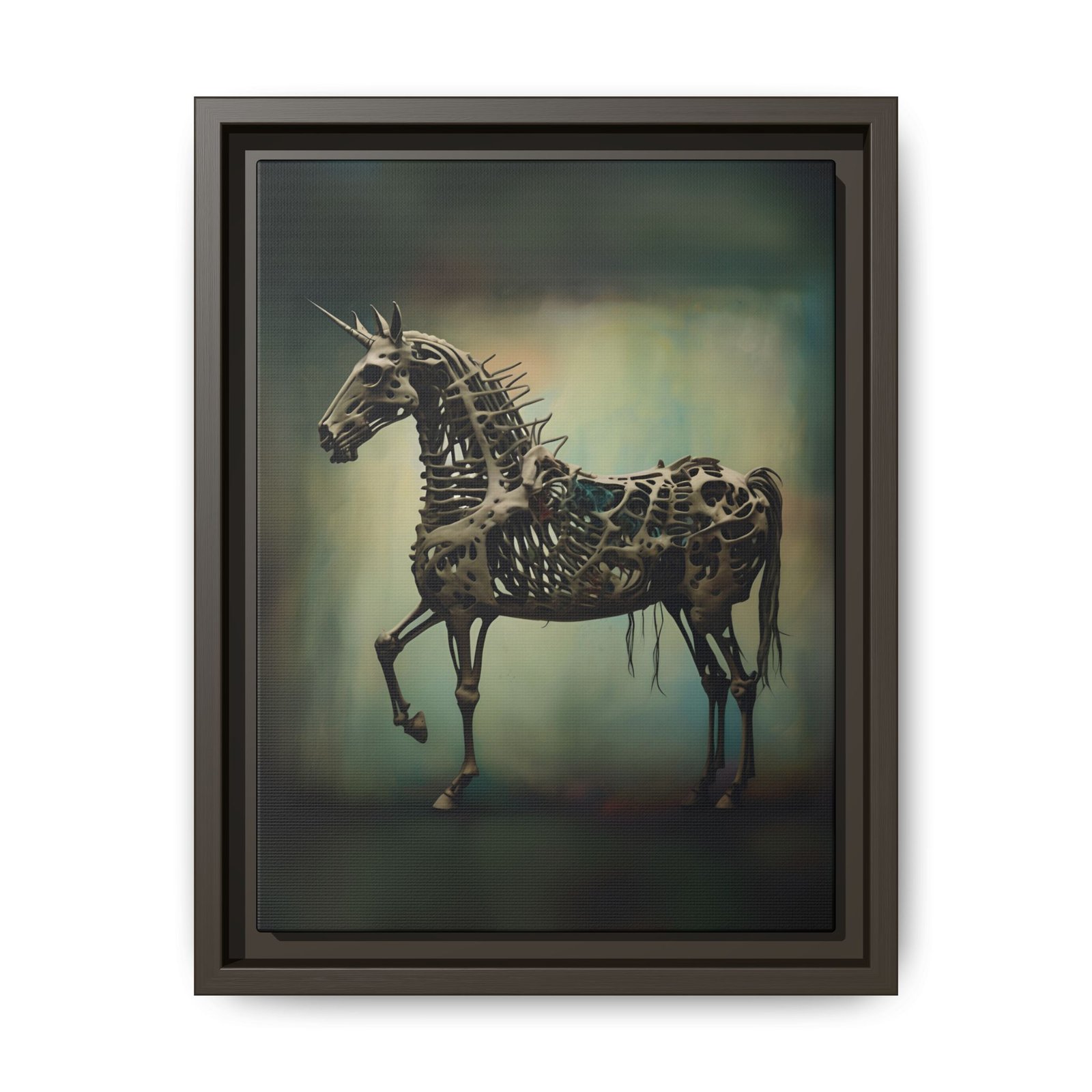 Steampunk Unicorn Skeleton Canvas FRAMED 9x12" - Image 5
