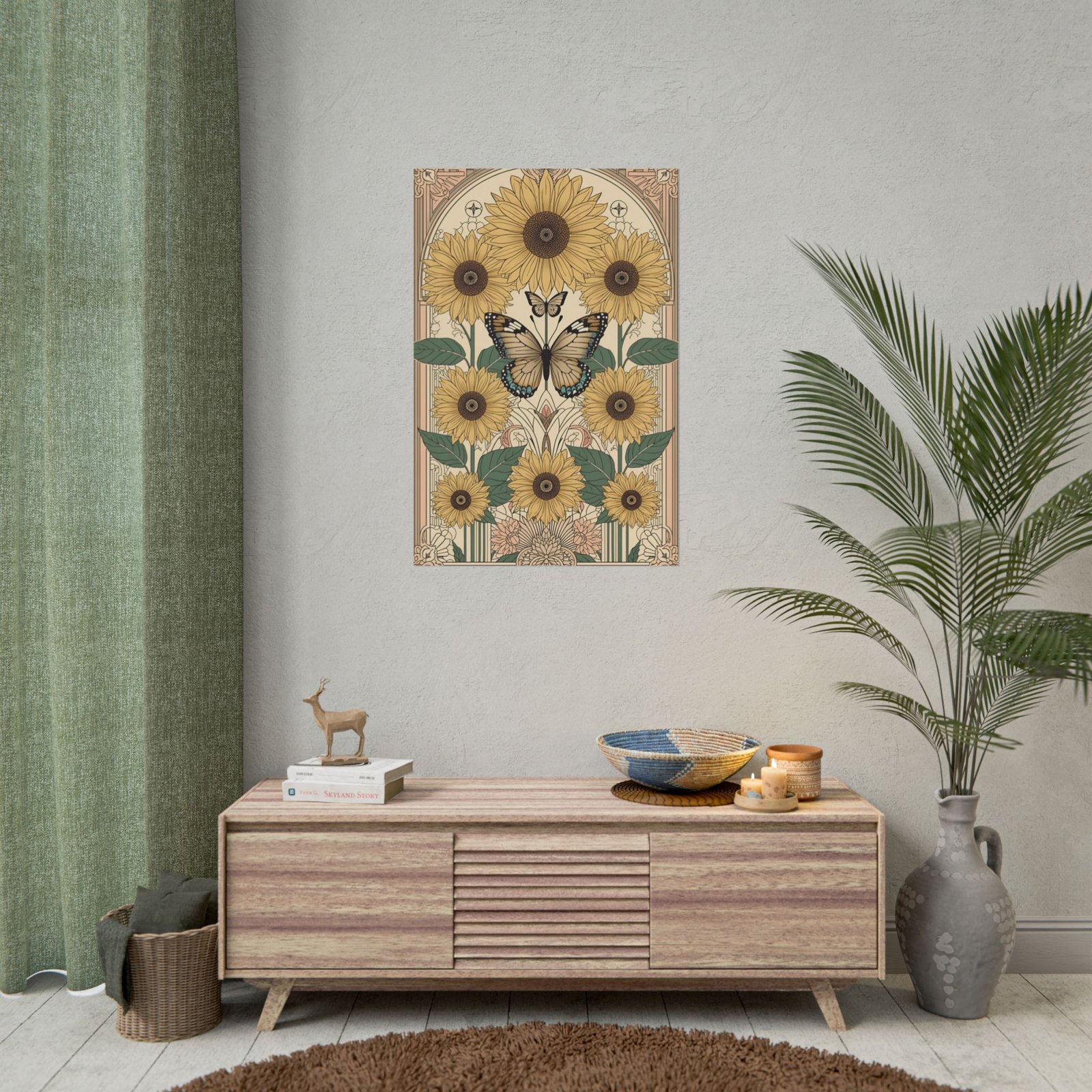Art Nouveau Sunflower Butterfly Rolled Poster - Image 5