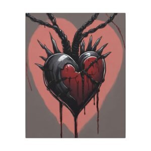 Black Dripping Heart Canvas 16x20"