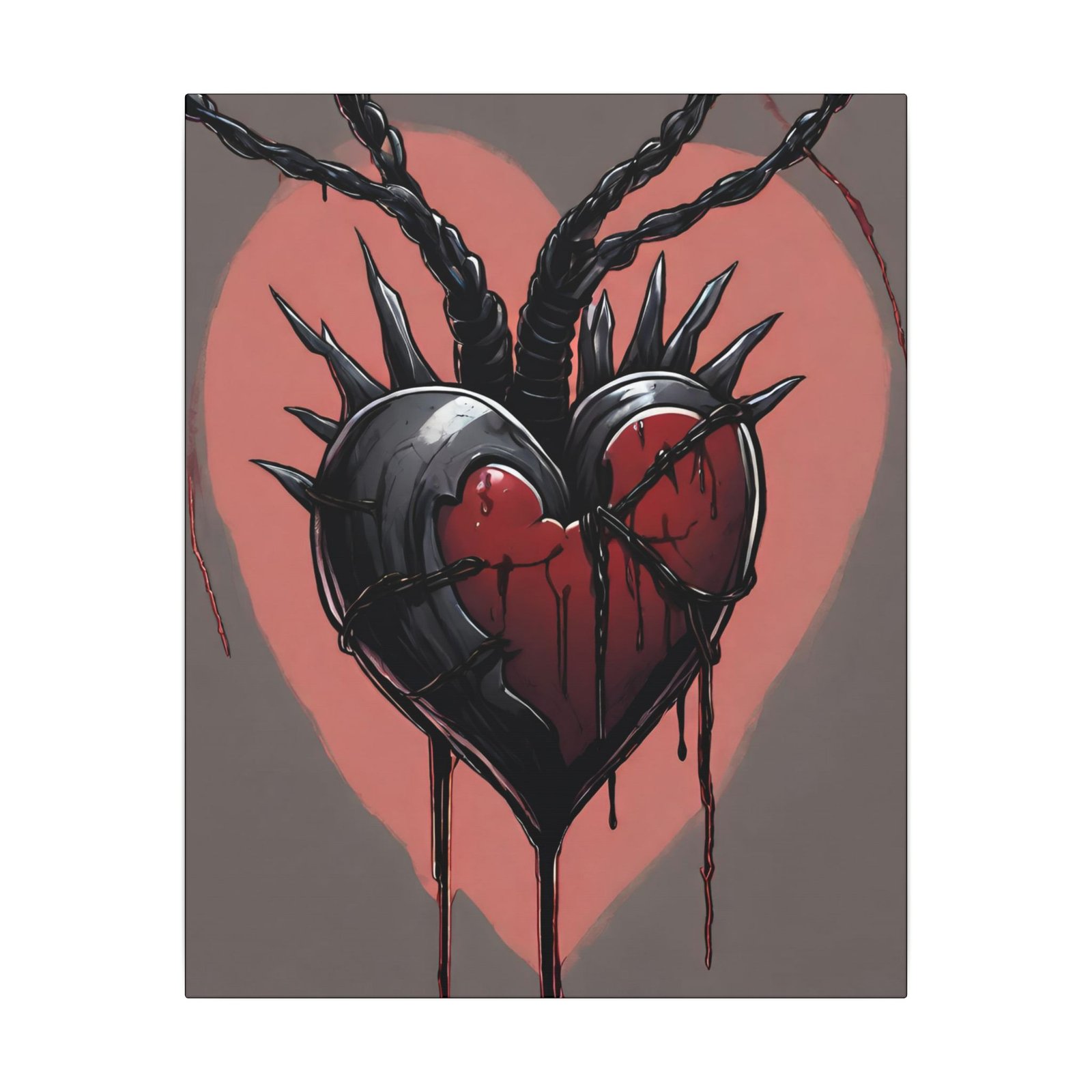 Black Dripping Heart Canvas 16x20"