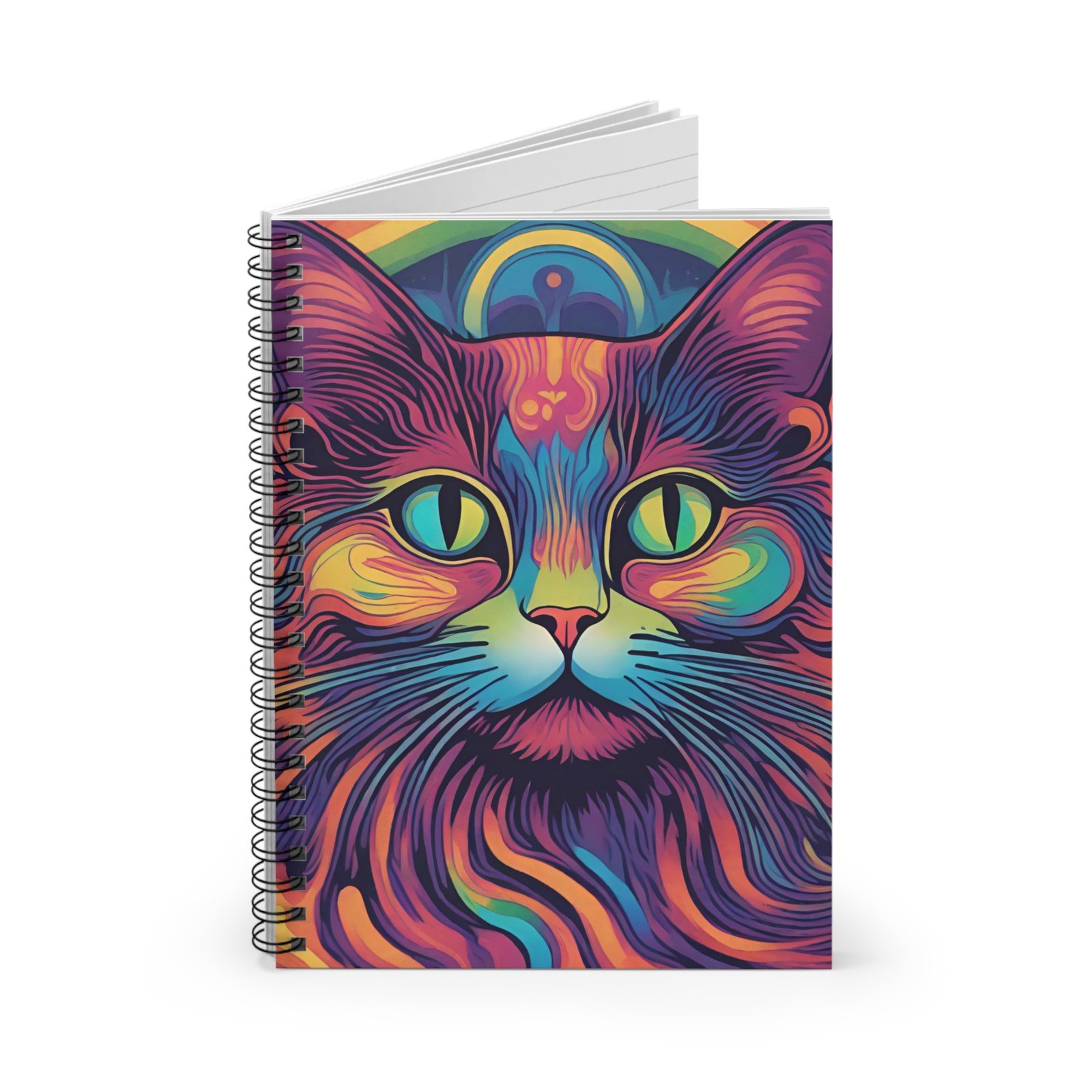 IS_1293 Psychedelic Cat Spiral Notebook