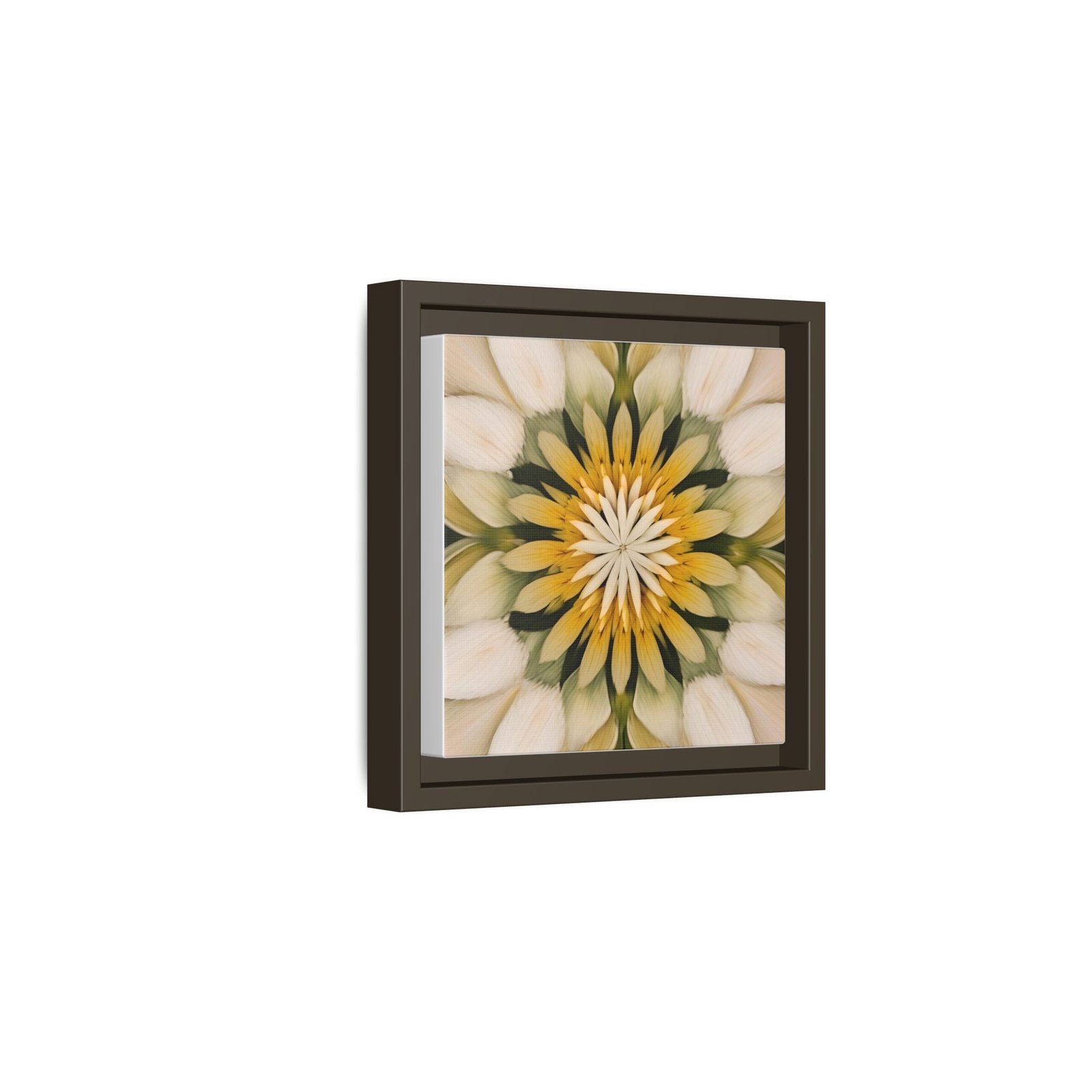 IS_4844 Kaleidoscope Floral Framed Canvas Art — Yellow & Cream Mandala - Image 6