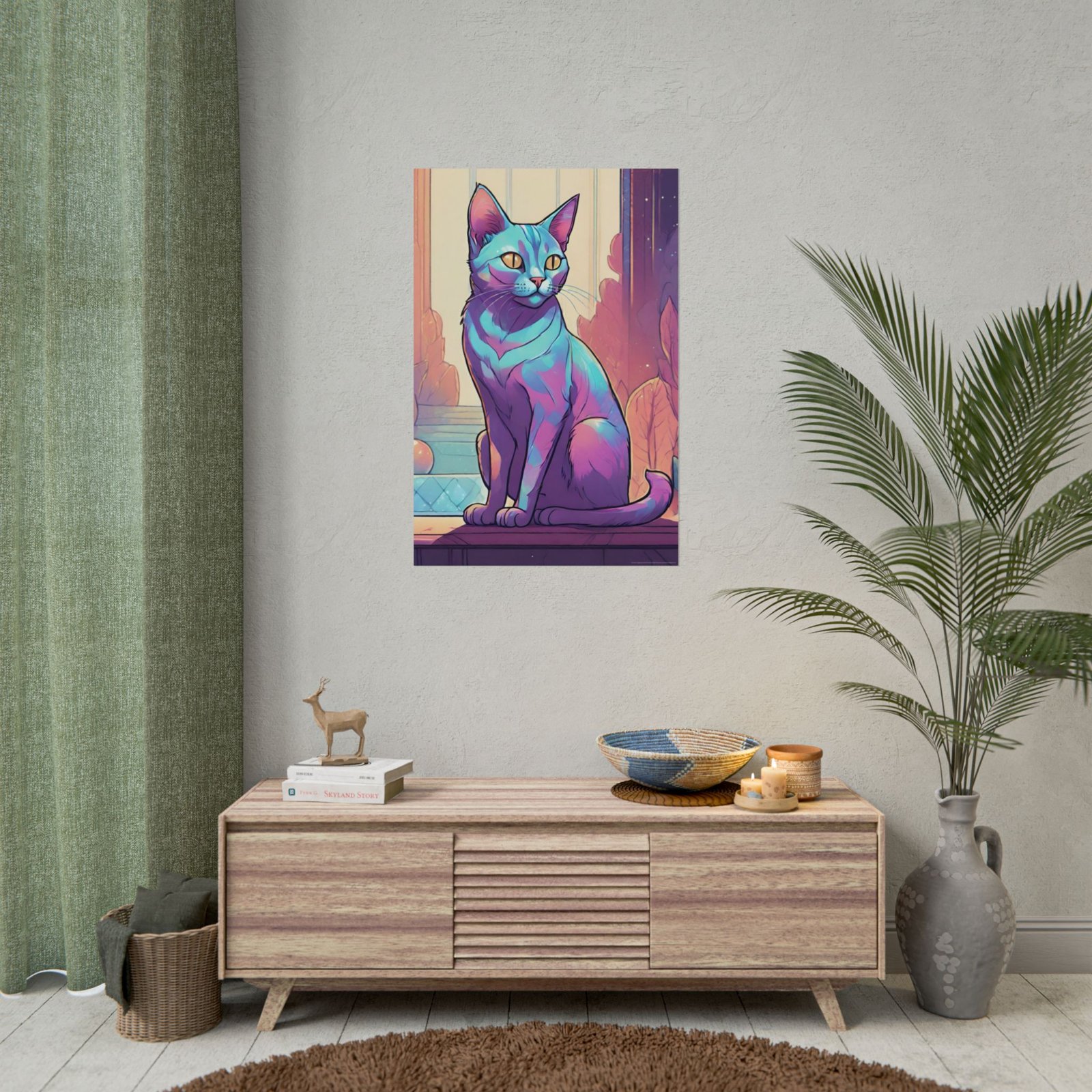 IS_1292 Iridescent Cat Rolled Poster - Image 3