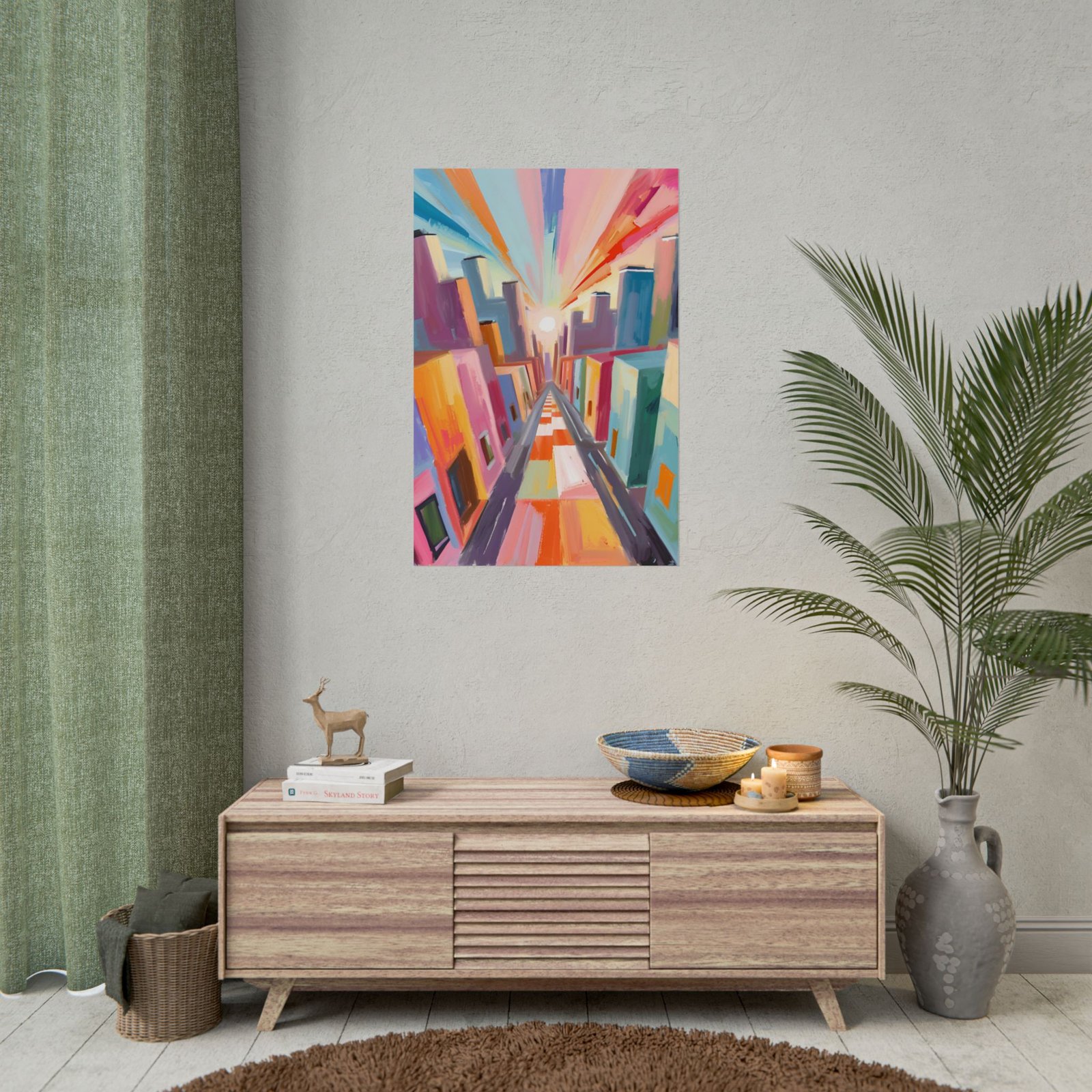 IS_3433 Cubist Cityscape Rolled Poster — Abstract Geometric Urban Art - Image 3