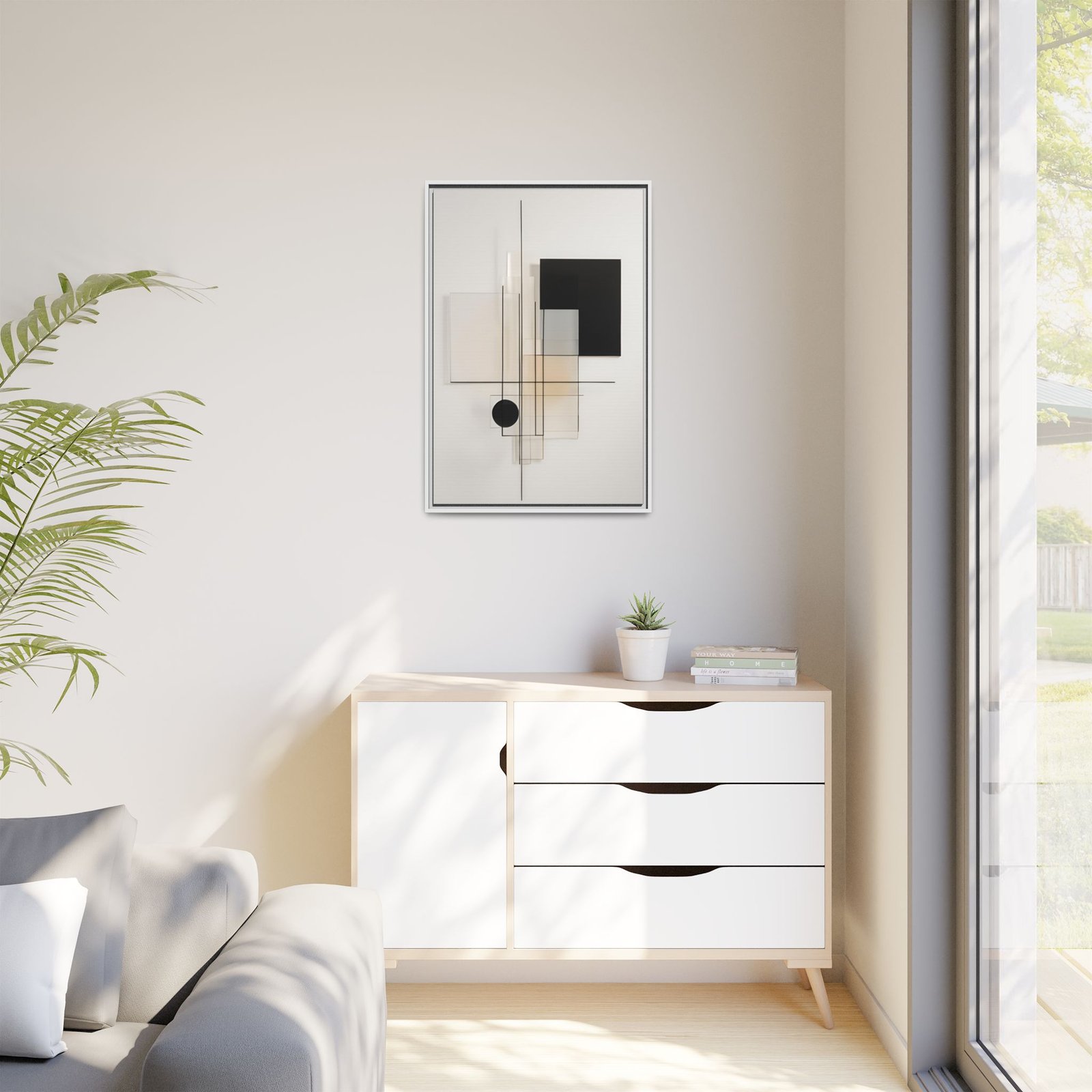 Suprematism Minimal Neutral Abstract Geometric Canvas Framed 24x36" - Image 7