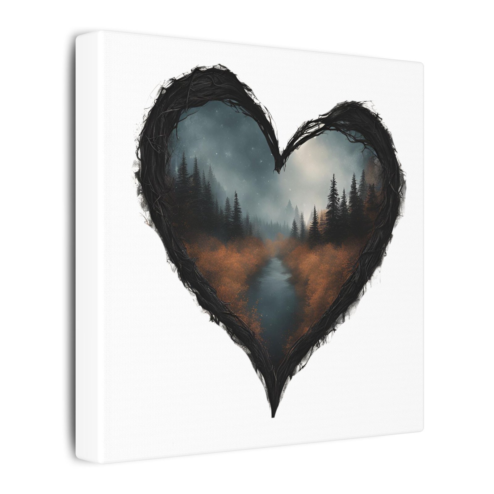 IS_4187 Forest Heart Matte Canvas Wall Art — Moody Landscape Heart Print - Image 2