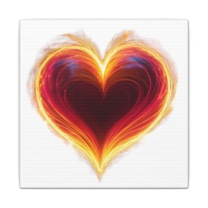 IS_4240 Flaming Heart Matte Canvas Wall Art – Vibrant Abstract Heart Print