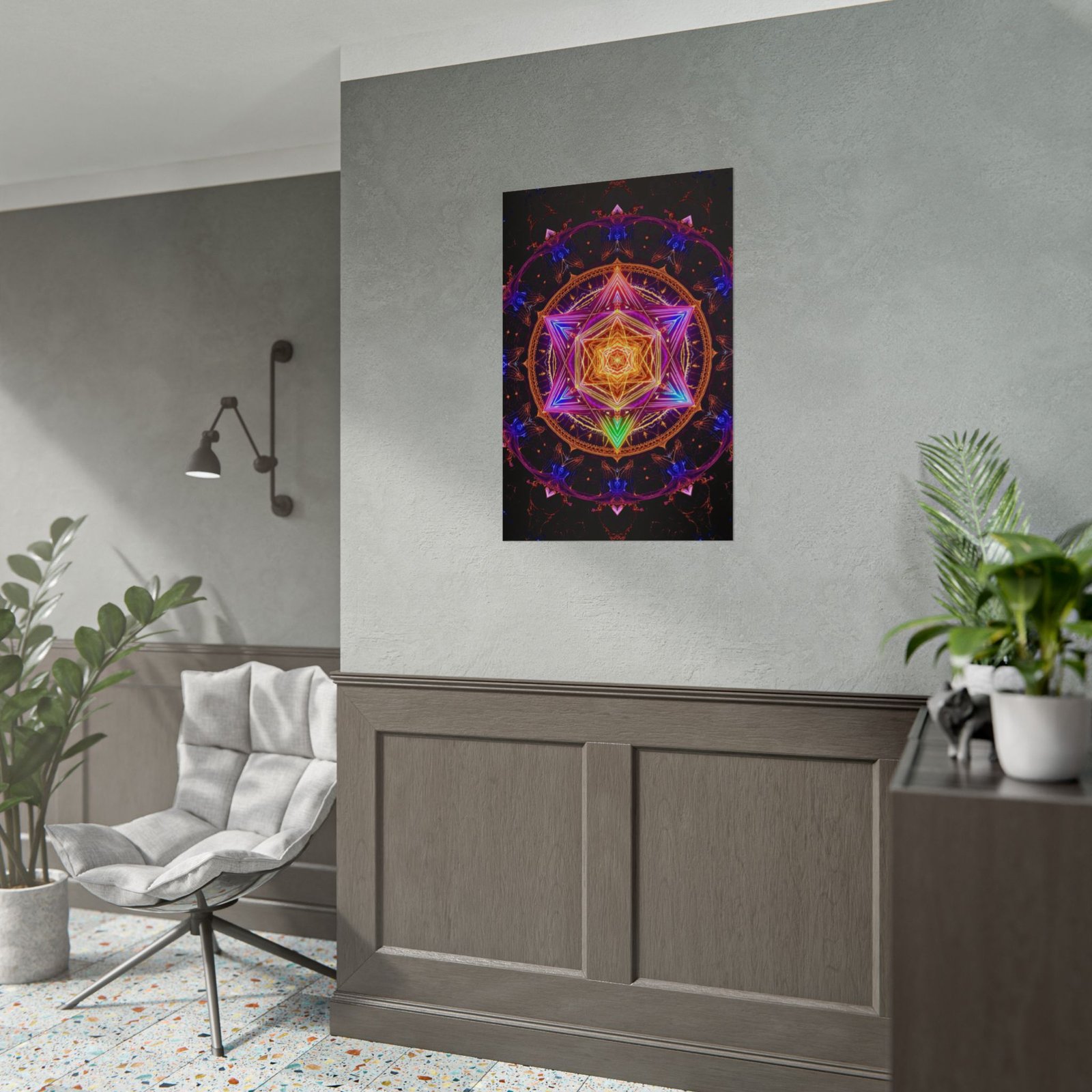 IS_6610 Sacred Geometry Rolled Poster — Neon Metatron Star Wall Art - Image 4