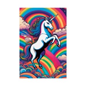IS_6557 Psychadelic Unicorn Rolled Poster — Rainbow Magical Wall Art