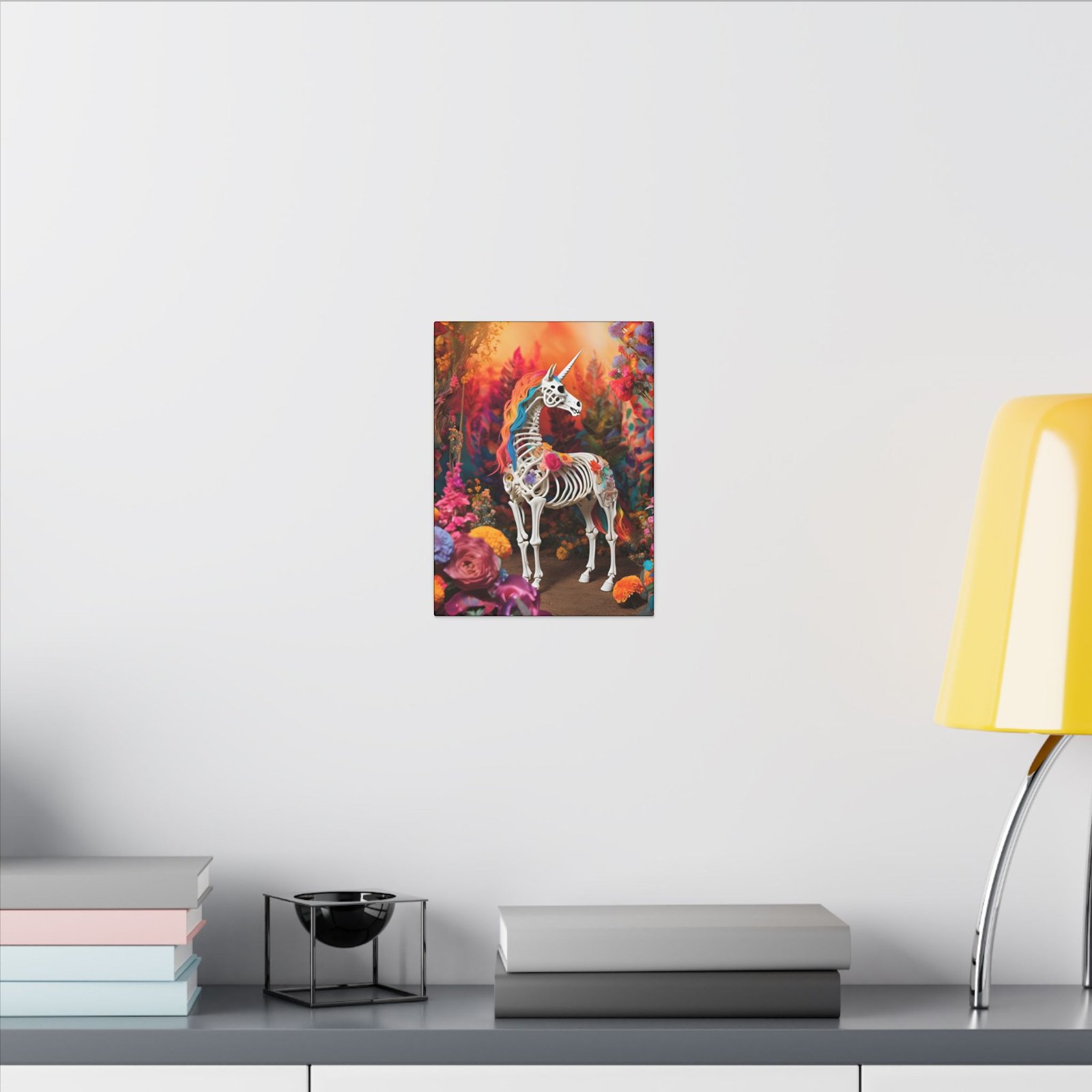 Colorful Unicorn Skeleton Canvas 9x12" - Image 4