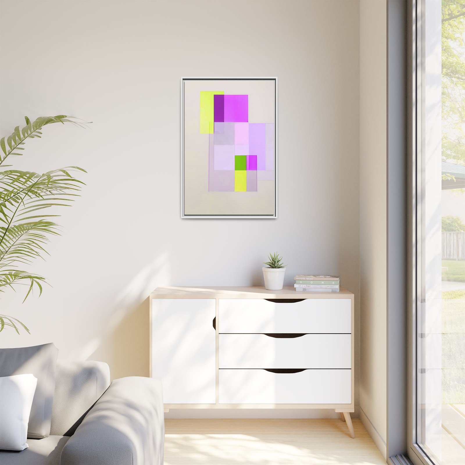Suprematism Abstract Neon Pastel Squares Geometric FRAMED 24x36" - Image 7