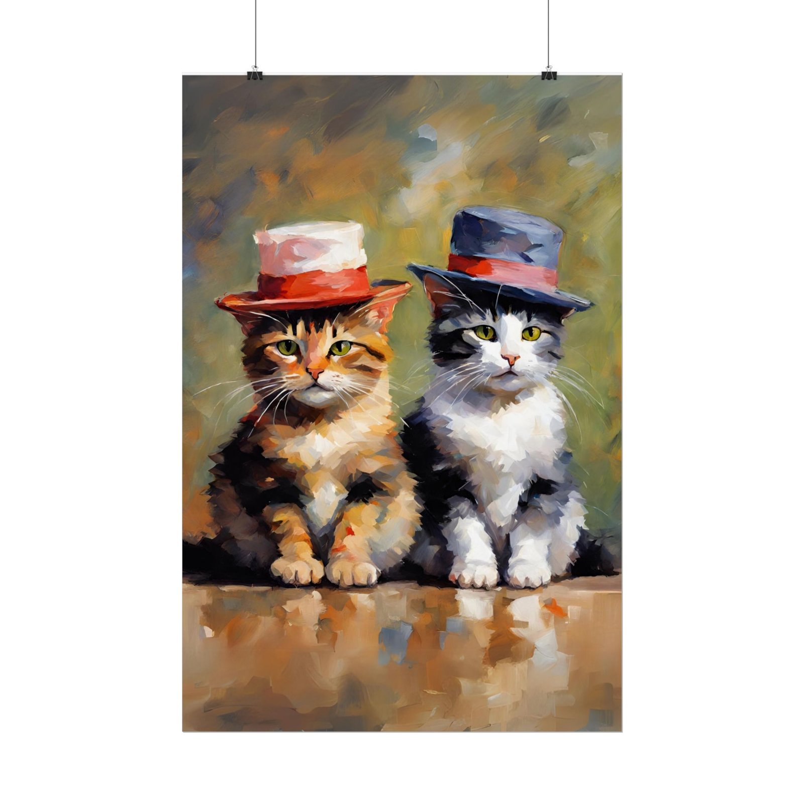 IS_639 Charming Cat Duo Rolled Poster - Vibrant Art for Cat Lovers - Image 2